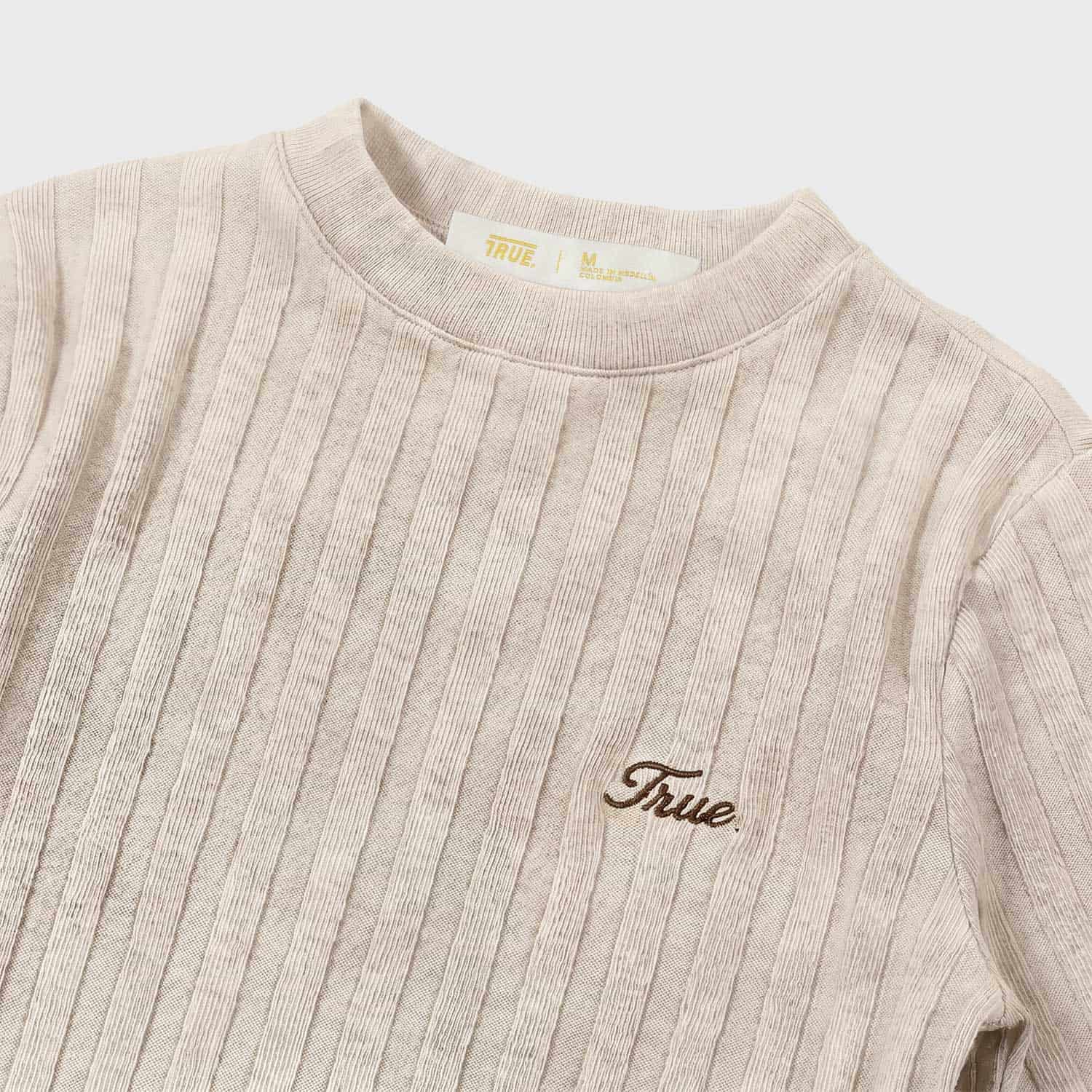 Slim Ribbed Long Sleeve - Washed Cream - miniatura 4