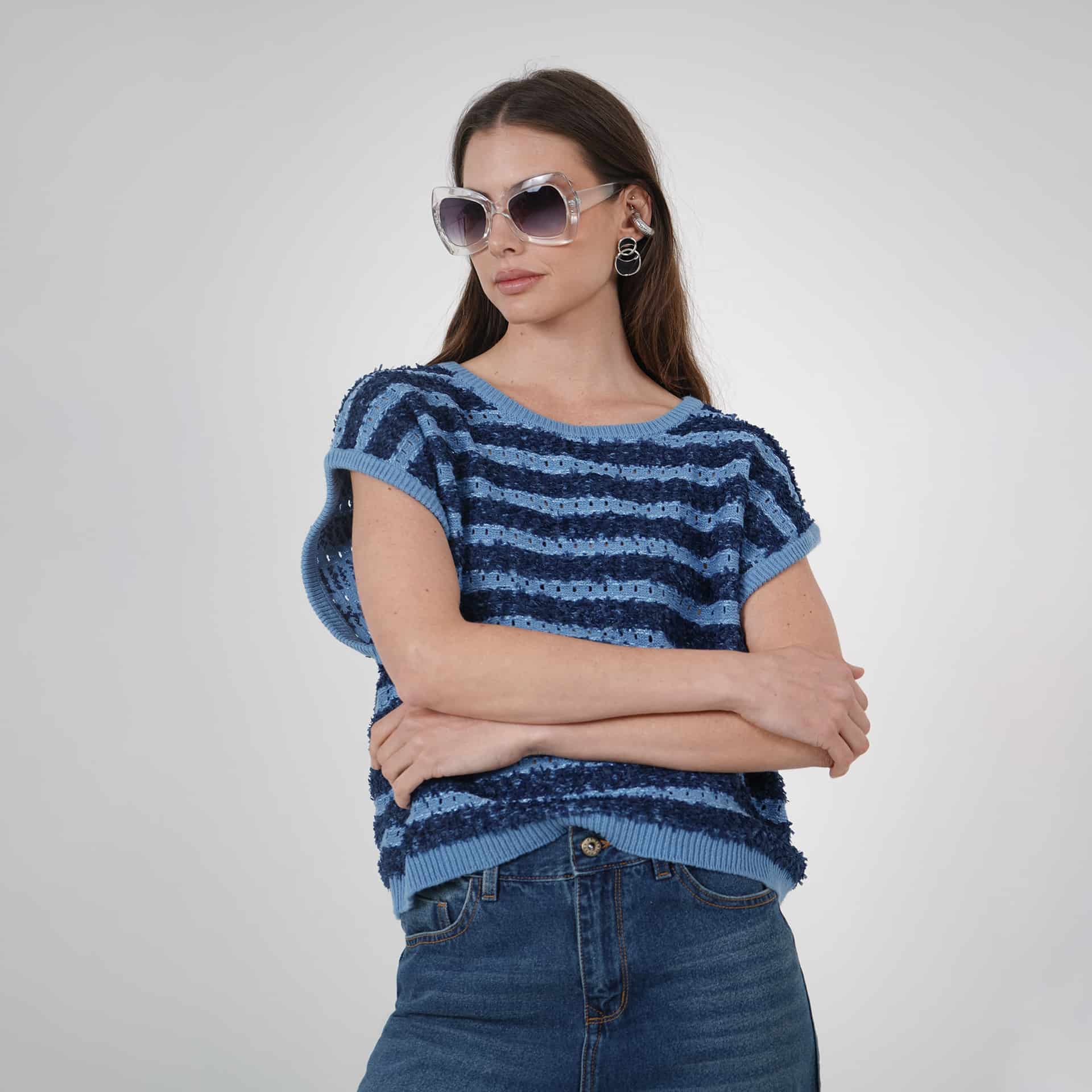Sweater tipo chaleco oversize estampado - miniatura 1