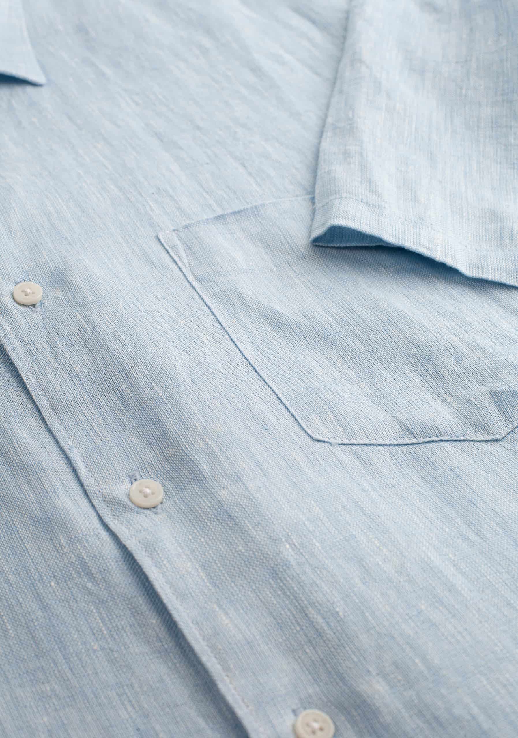 Camisa H Harlem Lino Unicolor Azul Claro - miniatura 2