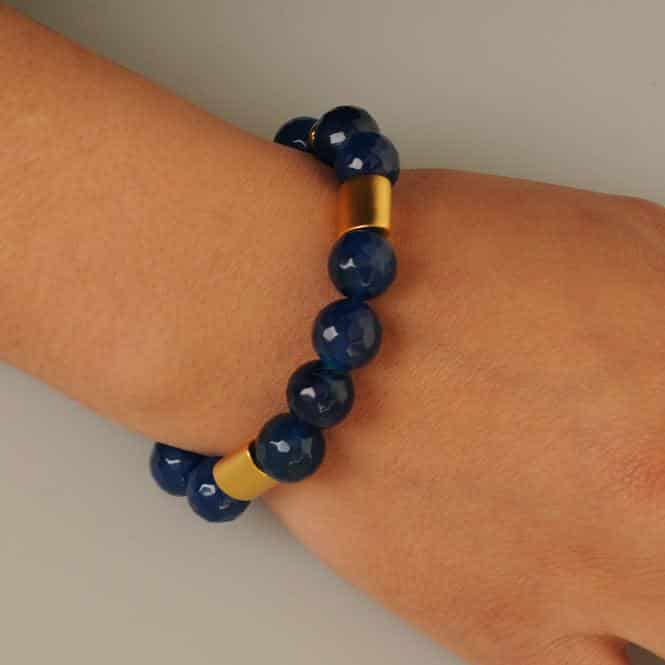 Pulsera Pidera Semipreciosa Ágata Azul 12mm - miniatura 2