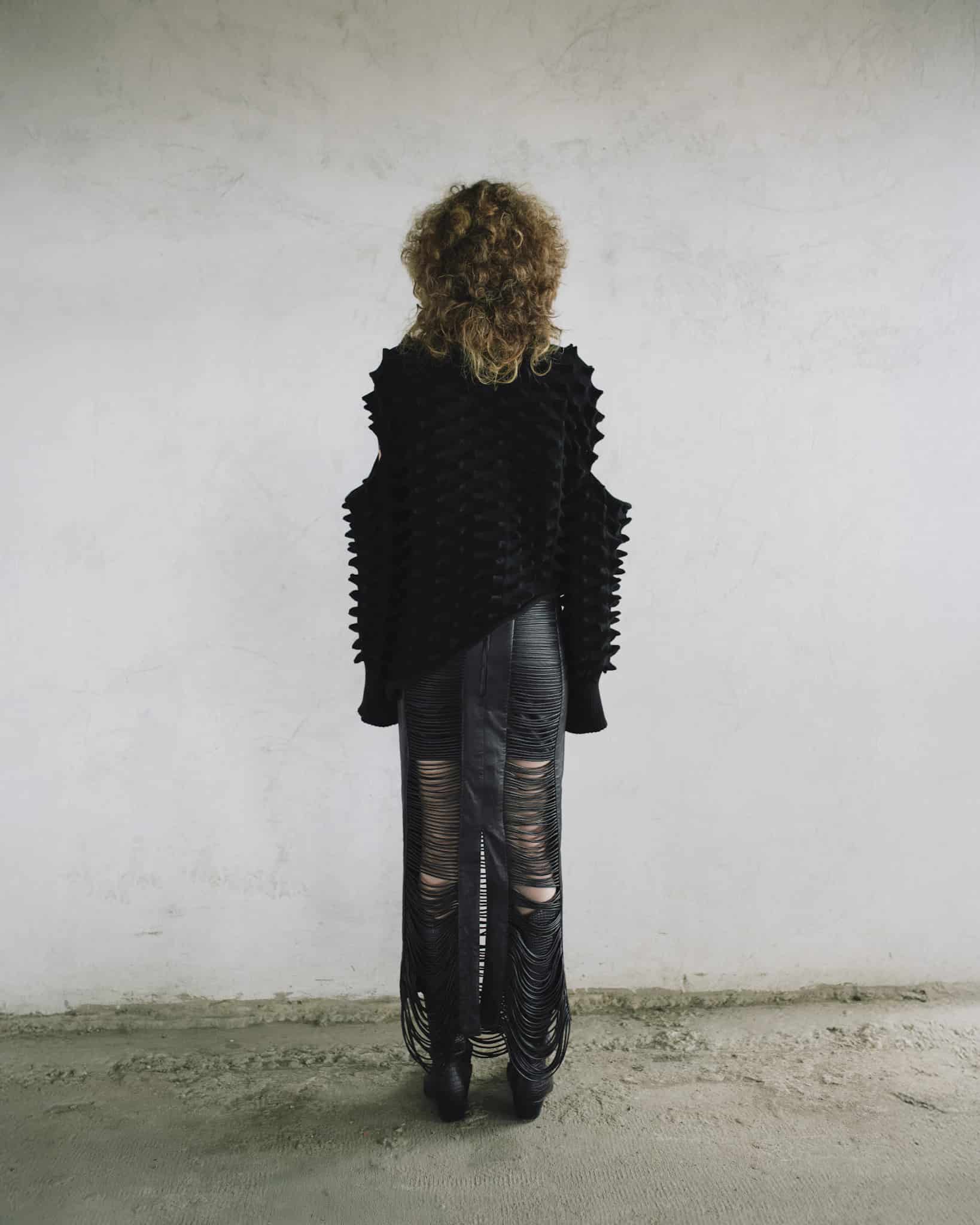 LEATHER SNAKE-LIKE CORD SKIRT - miniatura 4
