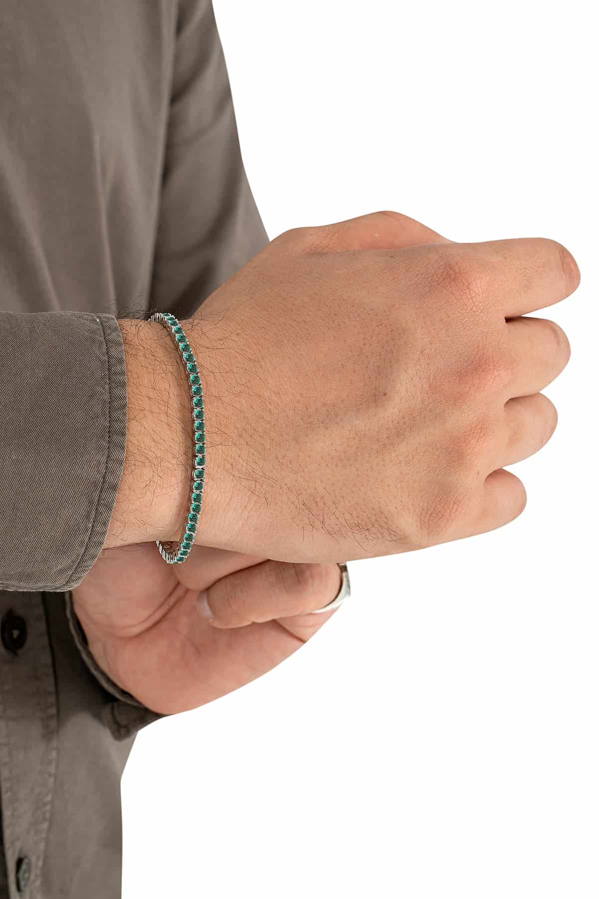 THE TRACE BRACELET | PULSERA EN PLATA LEY 925 Y ESMERALDAS - miniatura 2