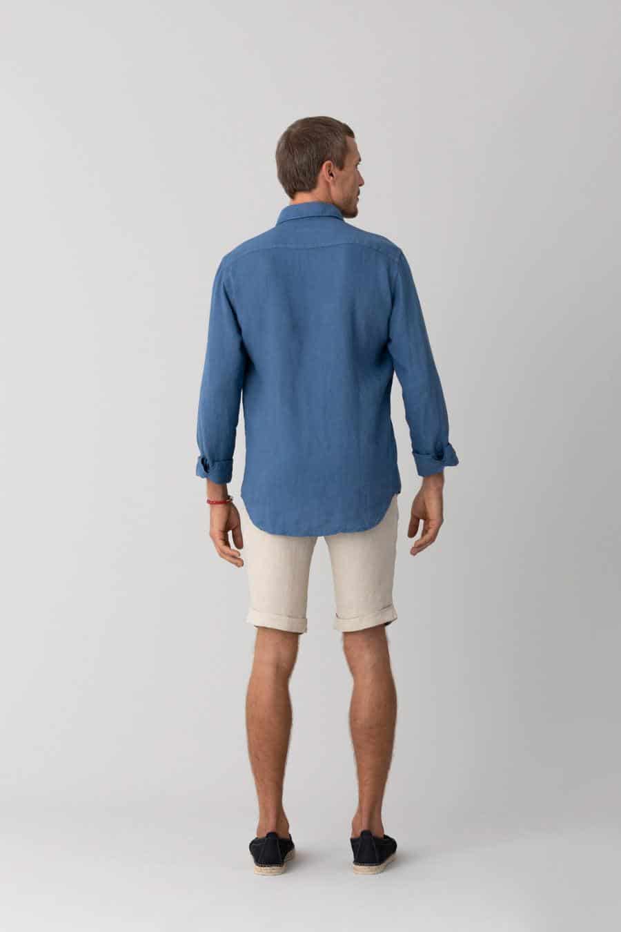Men's linen shirt jeans basic - miniatura 4