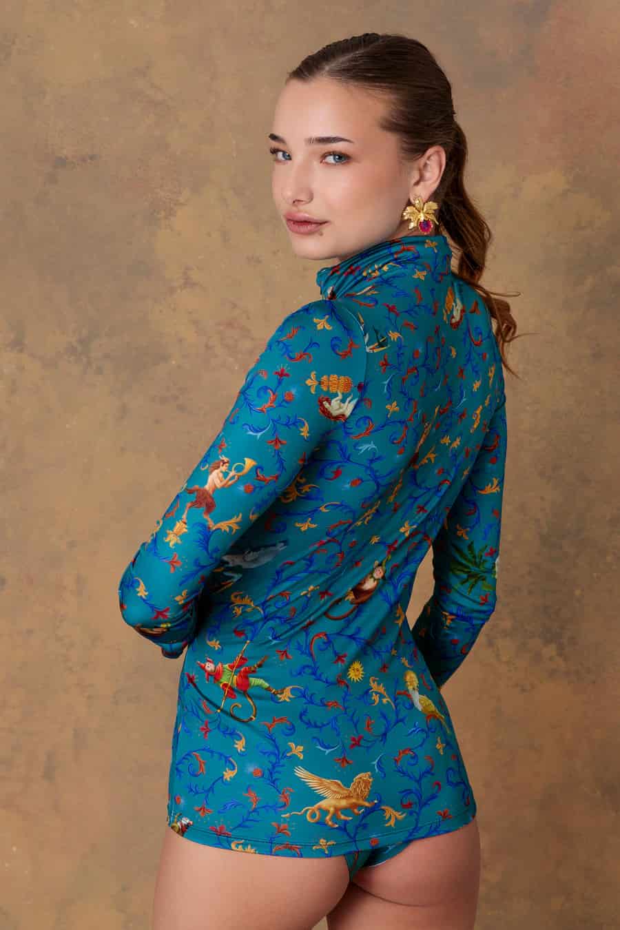 Women's beach shirt delphos teal - miniatura 2