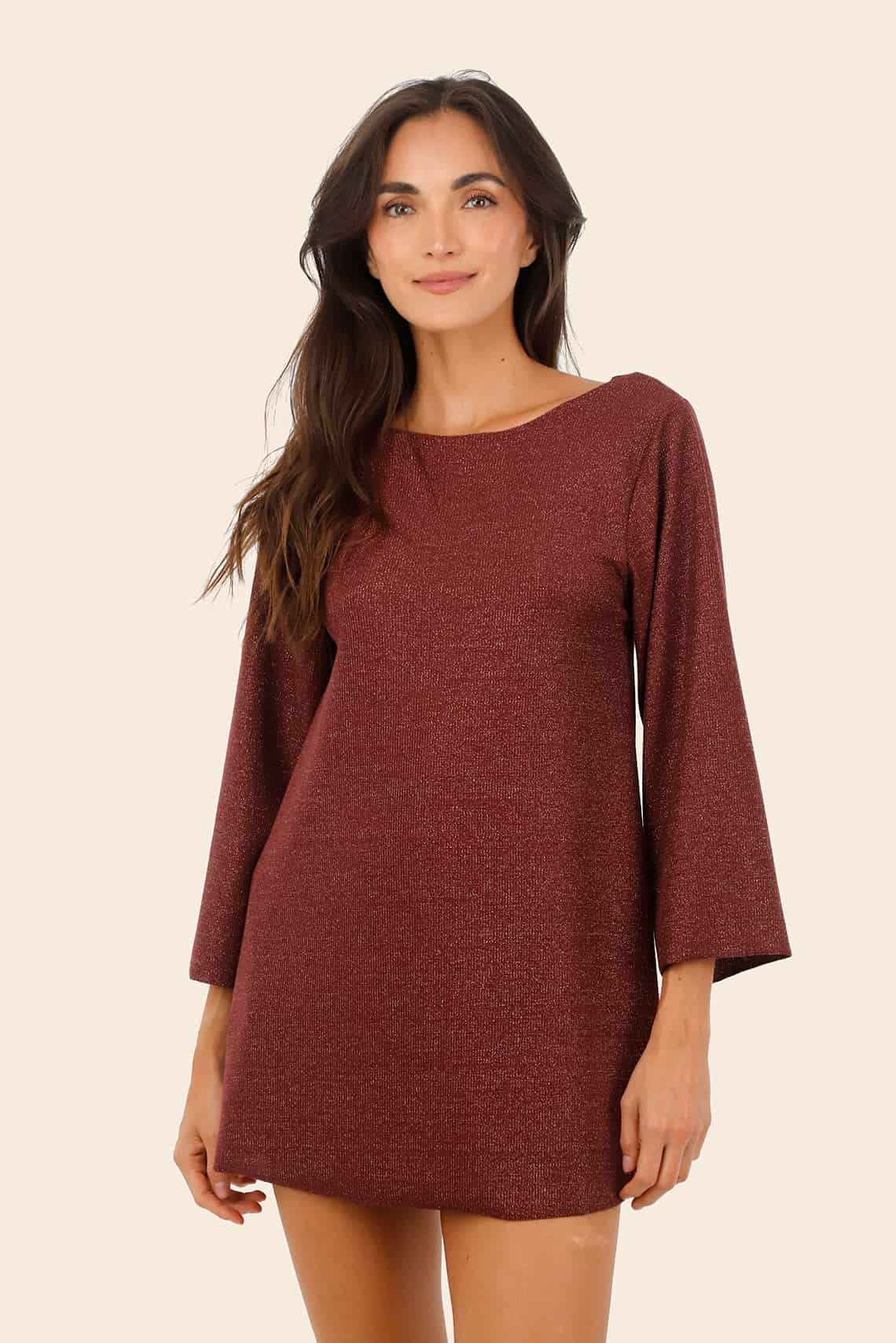 Textured Barn Red Apogeo Dress - miniatura 3