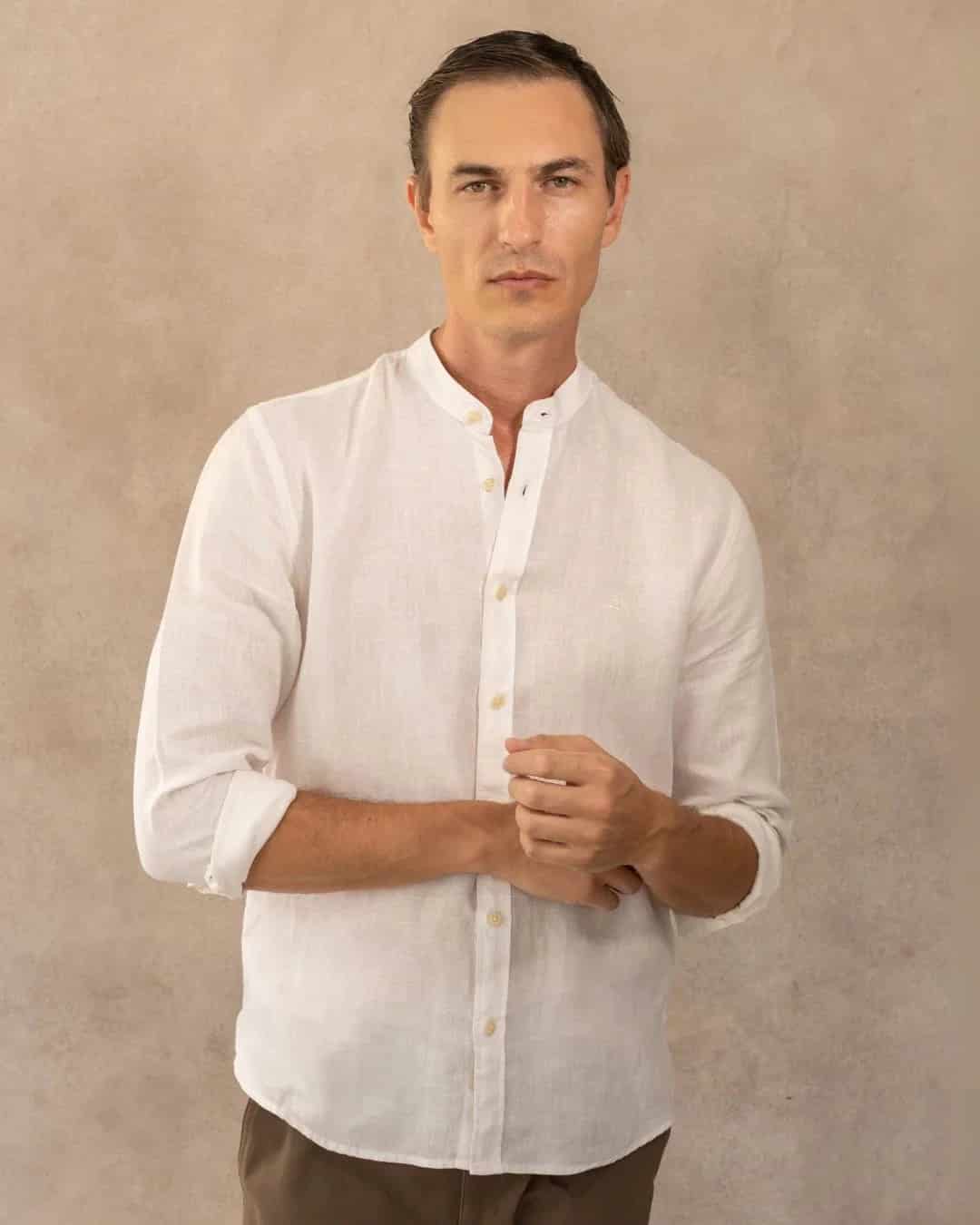 Camisa Lino Cuello Neru  Blanco - miniatura 5