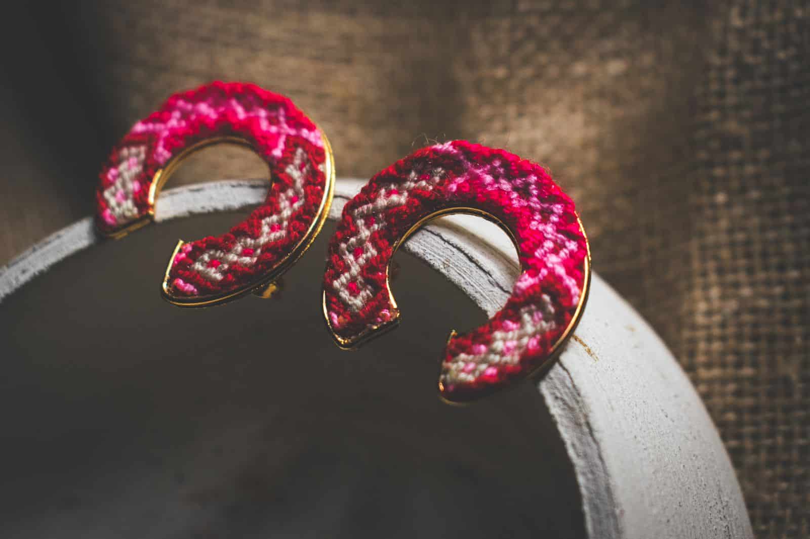 Wayuu Jolotsü  Earrings - Red - miniatura 3