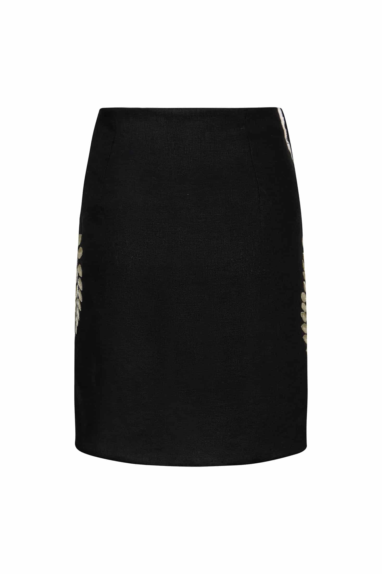 Guainia Embroidered Linen Mini Skirt / Black - miniatura 3