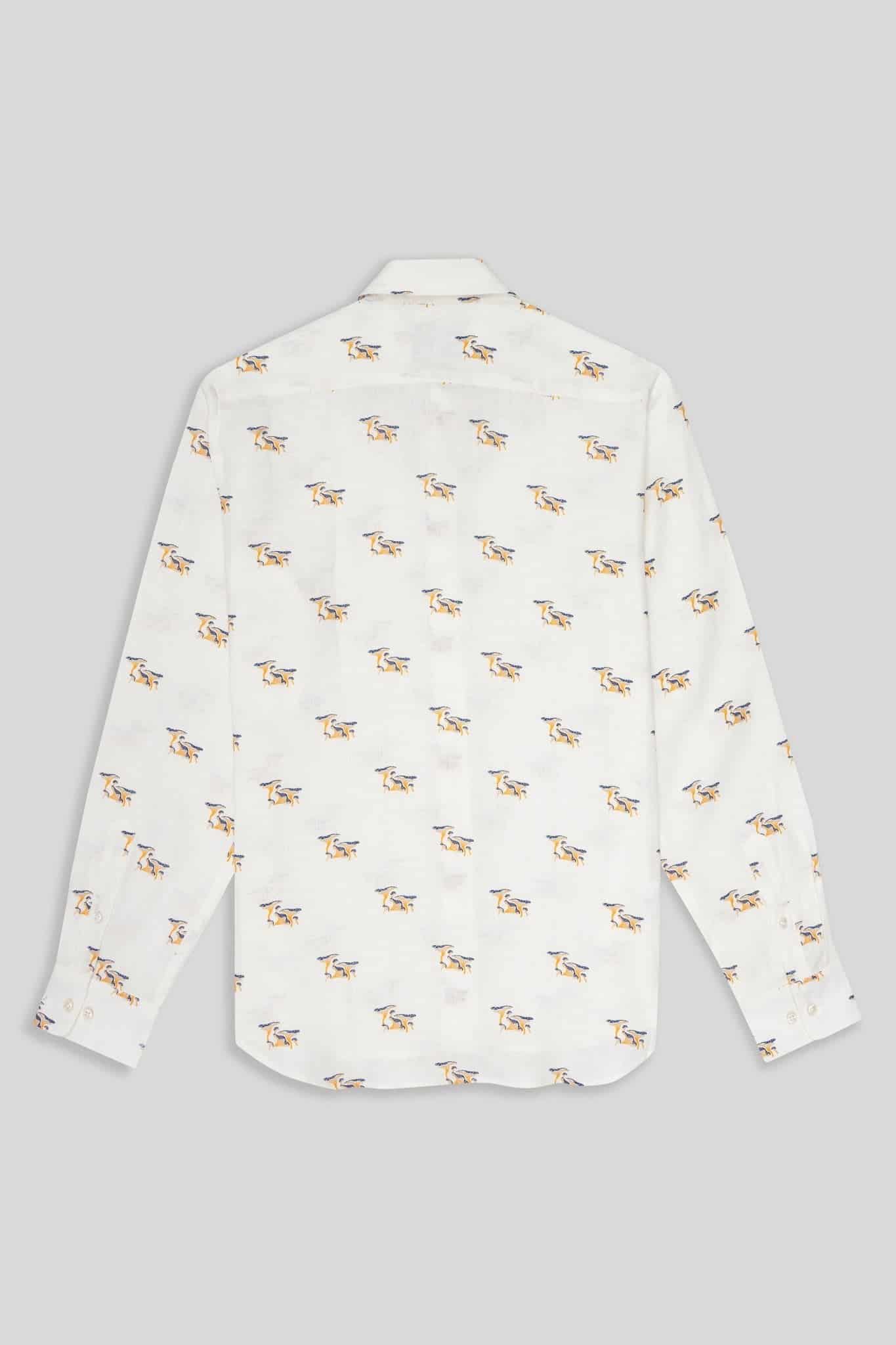 Men's white linen mushroom shirt - miniatura 2