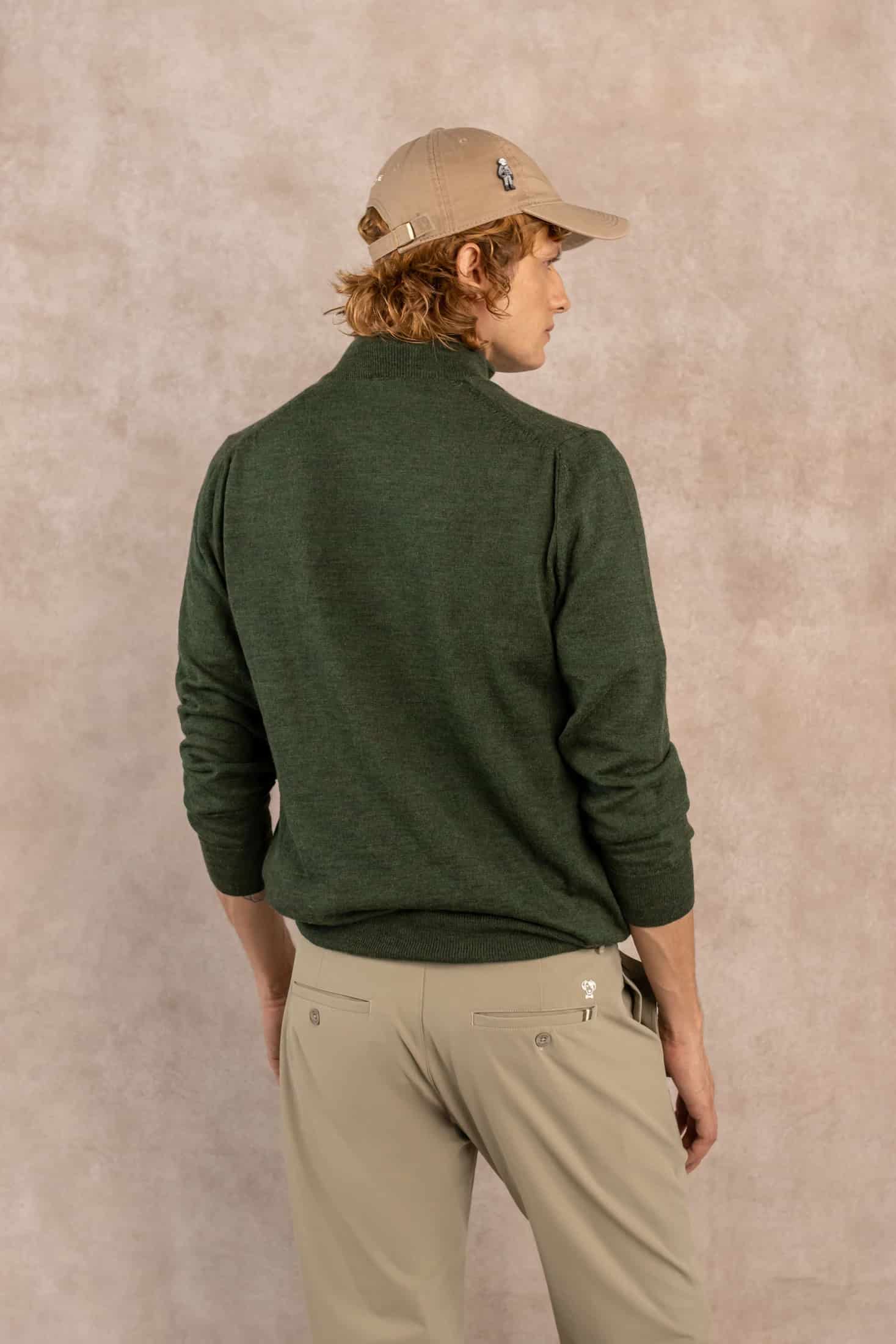 Halfzip Merino Antiarrugas Verde Militar - miniatura 4