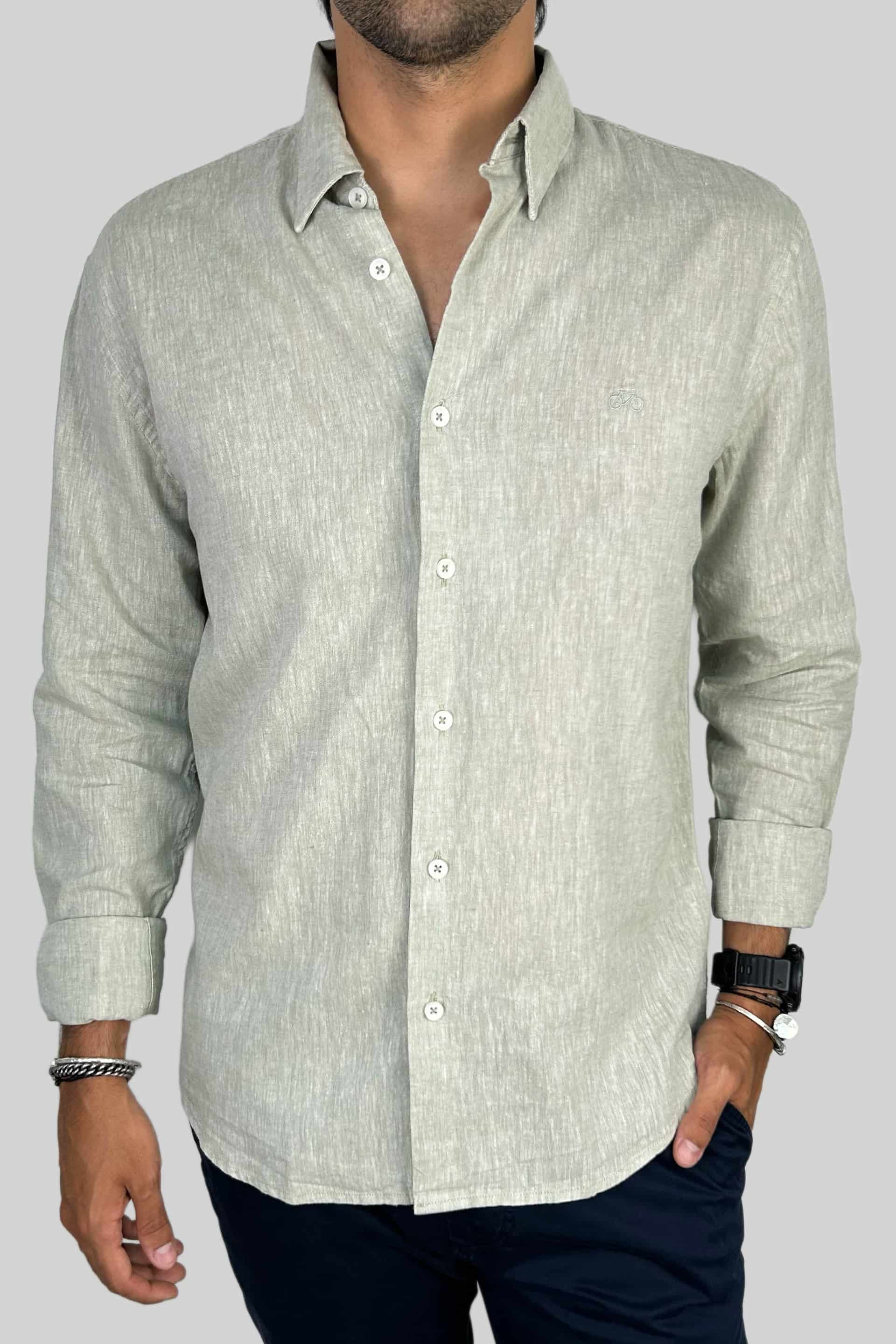 CAMISA LINO OLIVA - miniatura 3