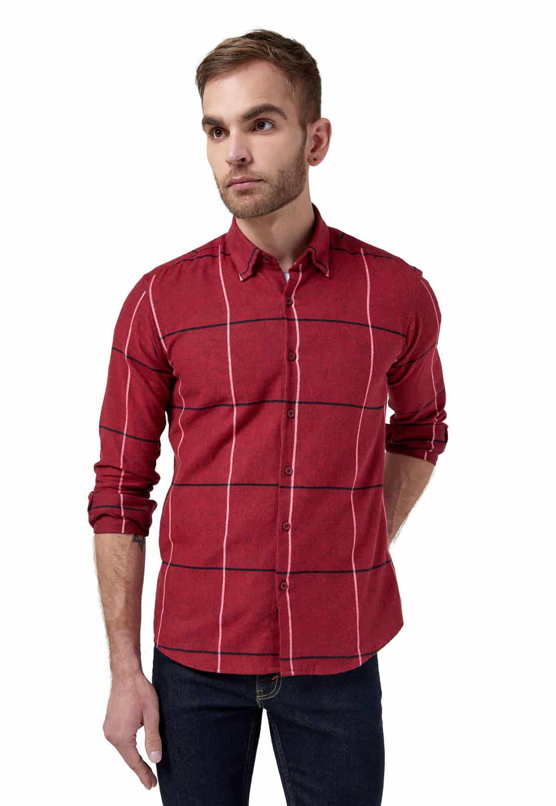 Camisa en Algodon rojo con blanco - miniatura 1