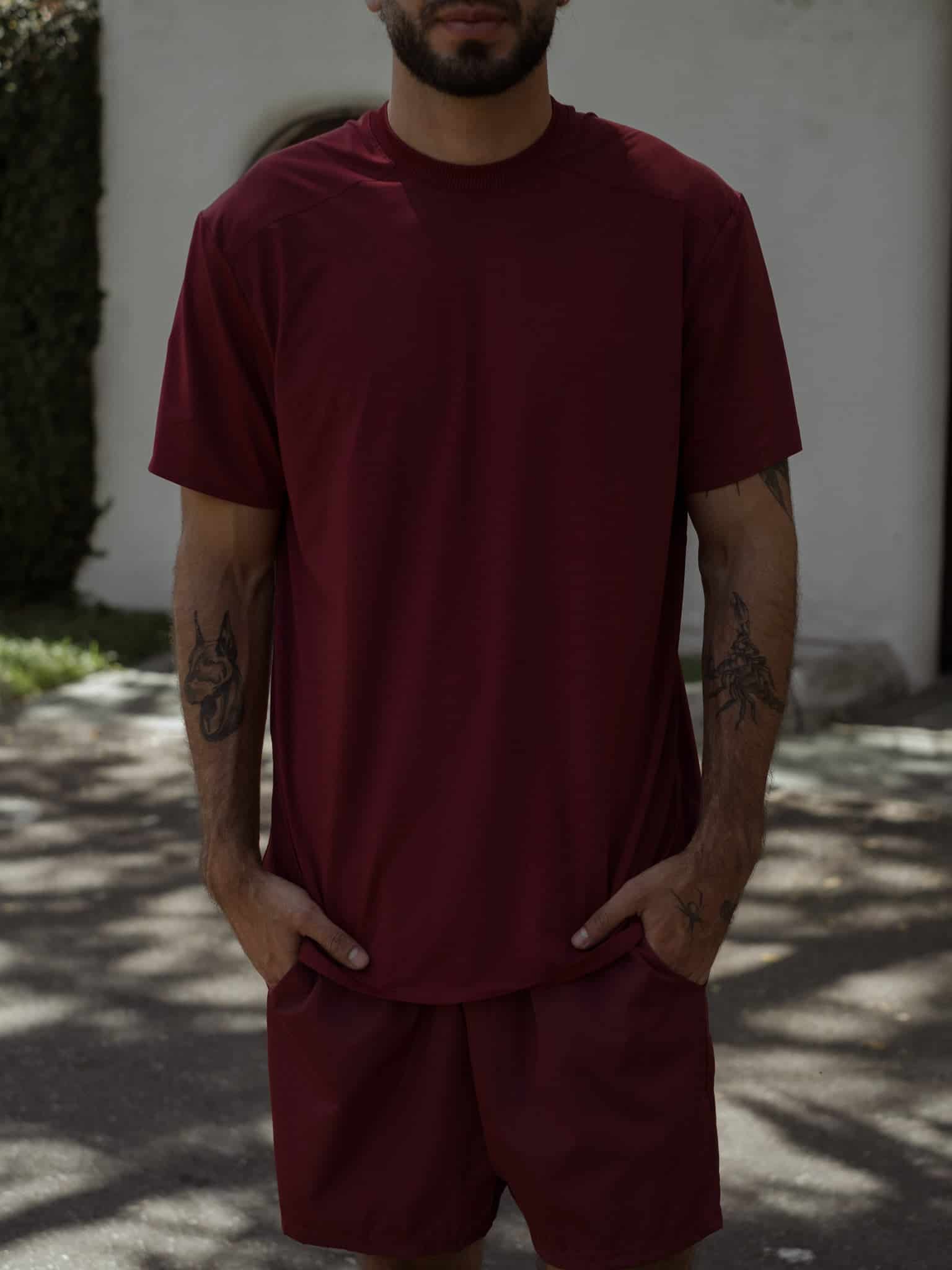 MEN STRUCTURED WORKOUT T-SHIRT - BERRY - miniatura 16