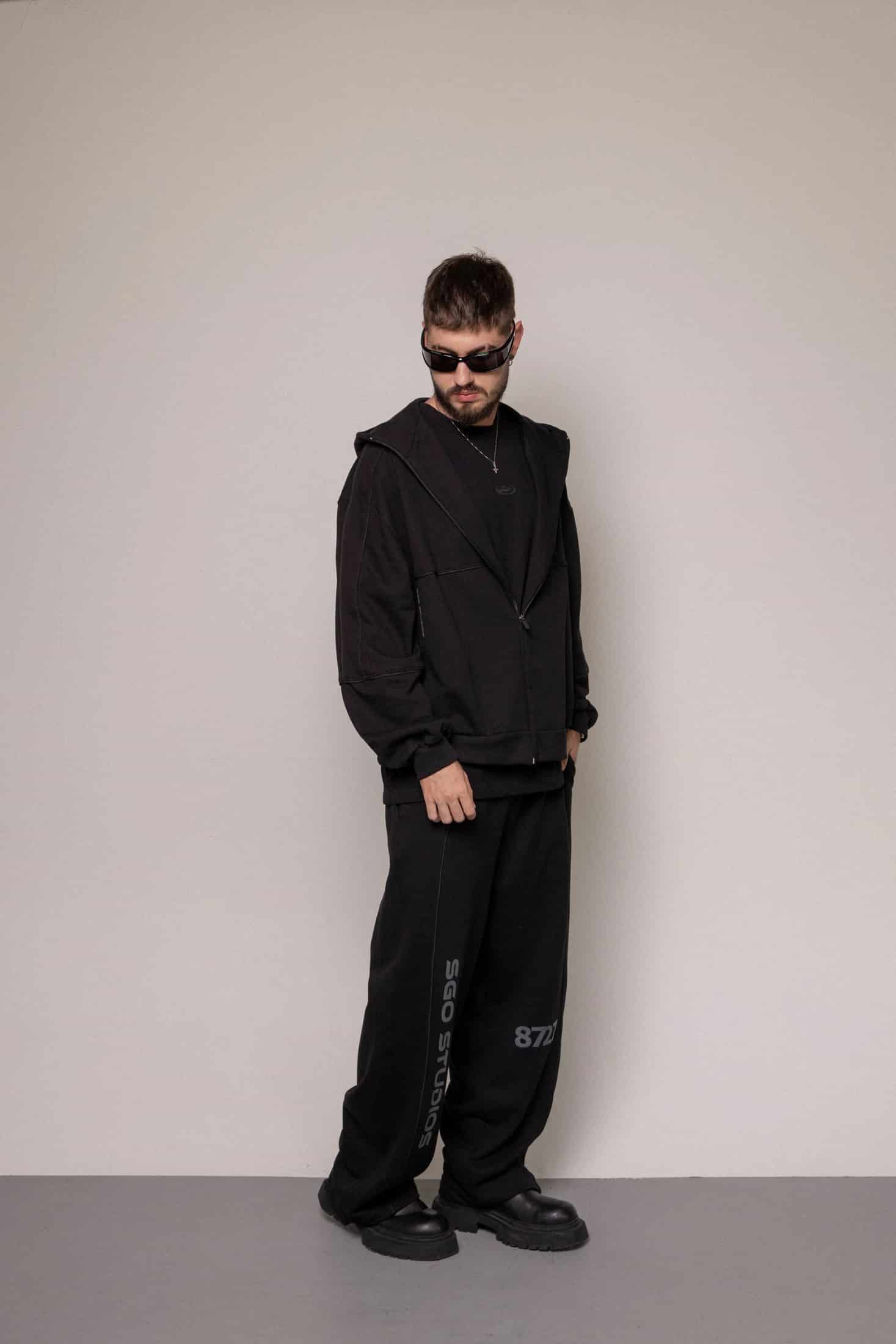 SET HOODIE Y SUDADERA 8727 -NEGRO - miniatura 2