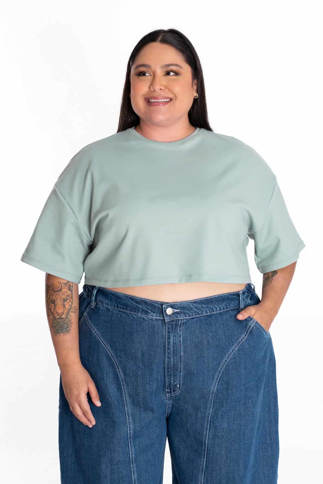 Crop Top Oversize Verde - miniatura 1