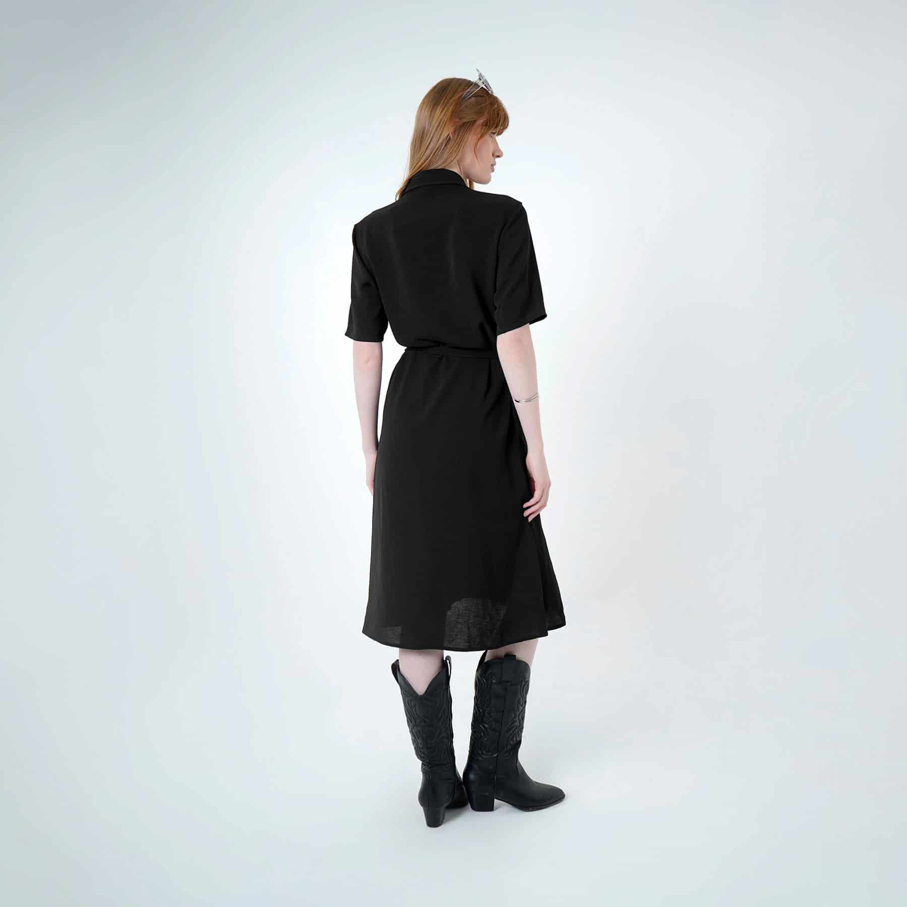 Vestido camisero midi con lazo para ajustar en cintura - miniatura 7