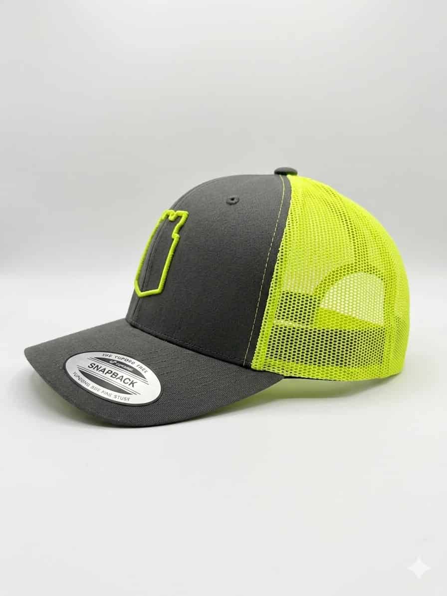 GORRA GRIS MALLA VERDE LIMON - miniatura 2