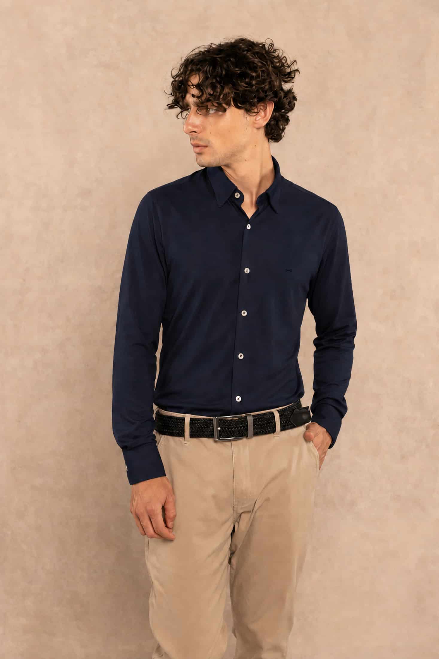 Camisa Performance Oxford Azul Oscuro - miniatura 3