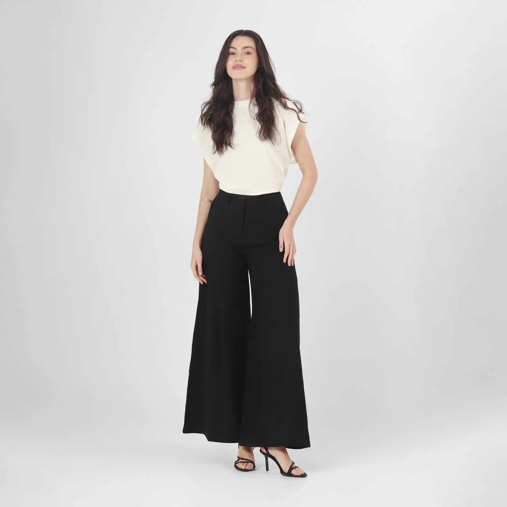 Pantalon Tiro Alto Bota Palazzo - miniatura 1