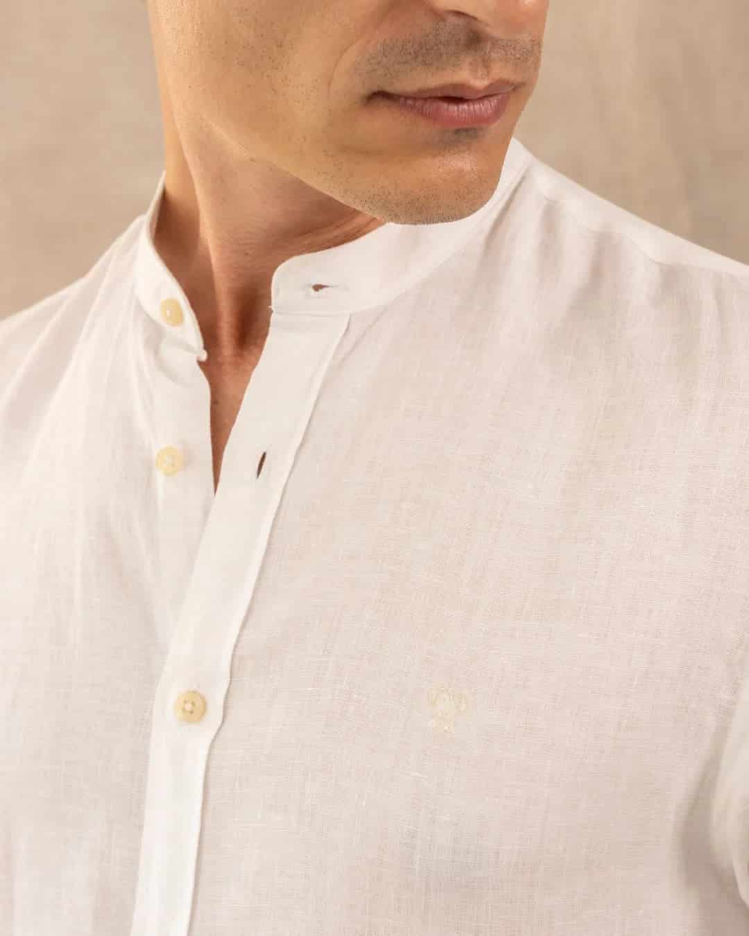 Camisa Lino Cuello Neru  Blanco - miniatura 2