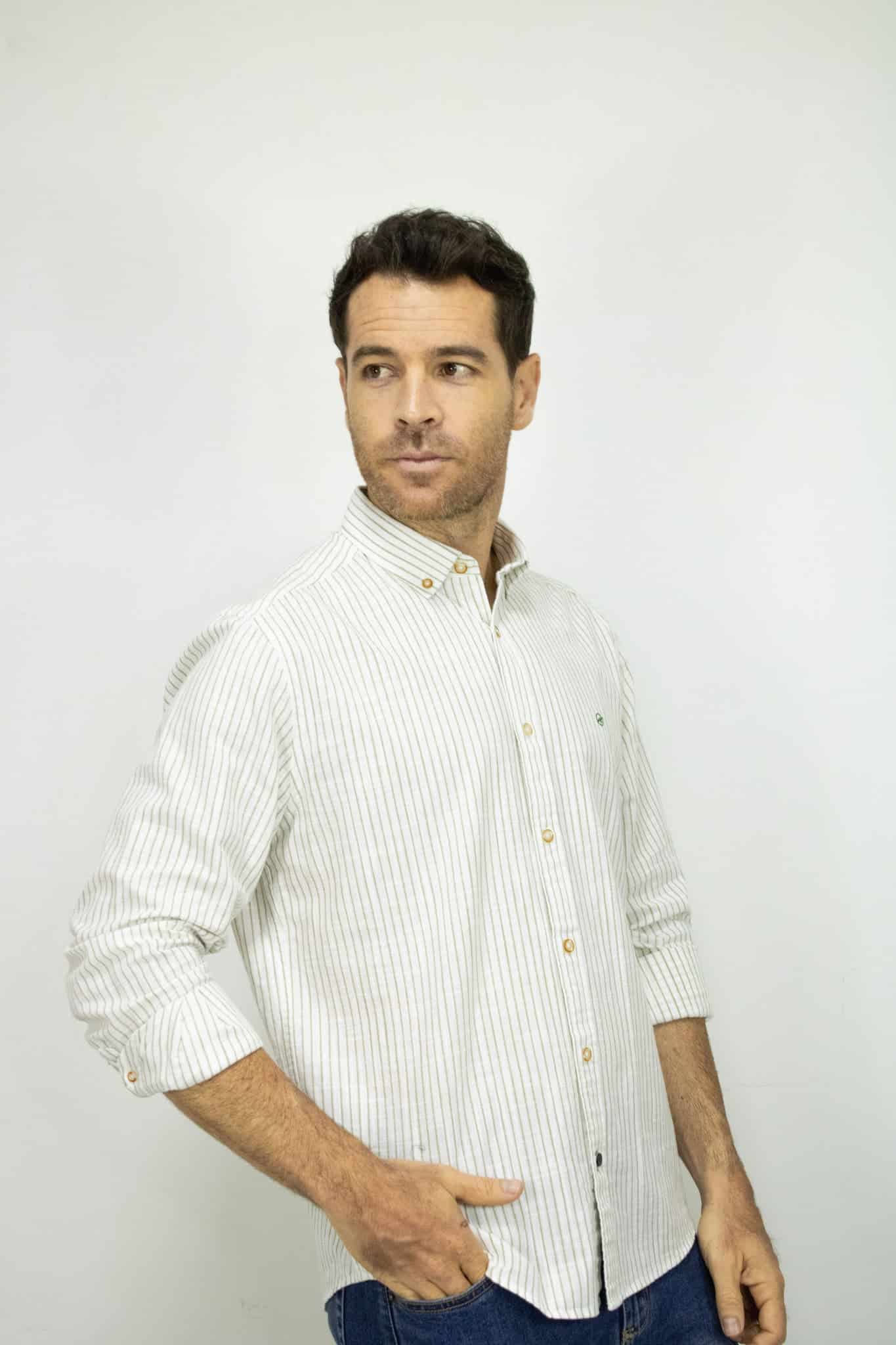 CAMISA MANGA LARGA RAYAS EN ALGODON PARA HOMBRE - miniatura 2