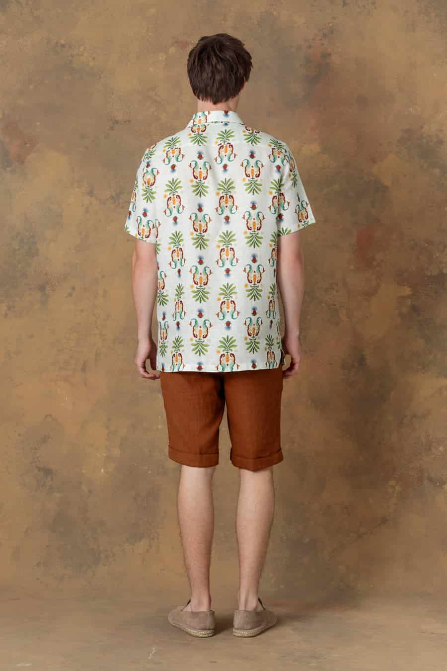 Men's linen shirt bowling marea light green - miniatura 3