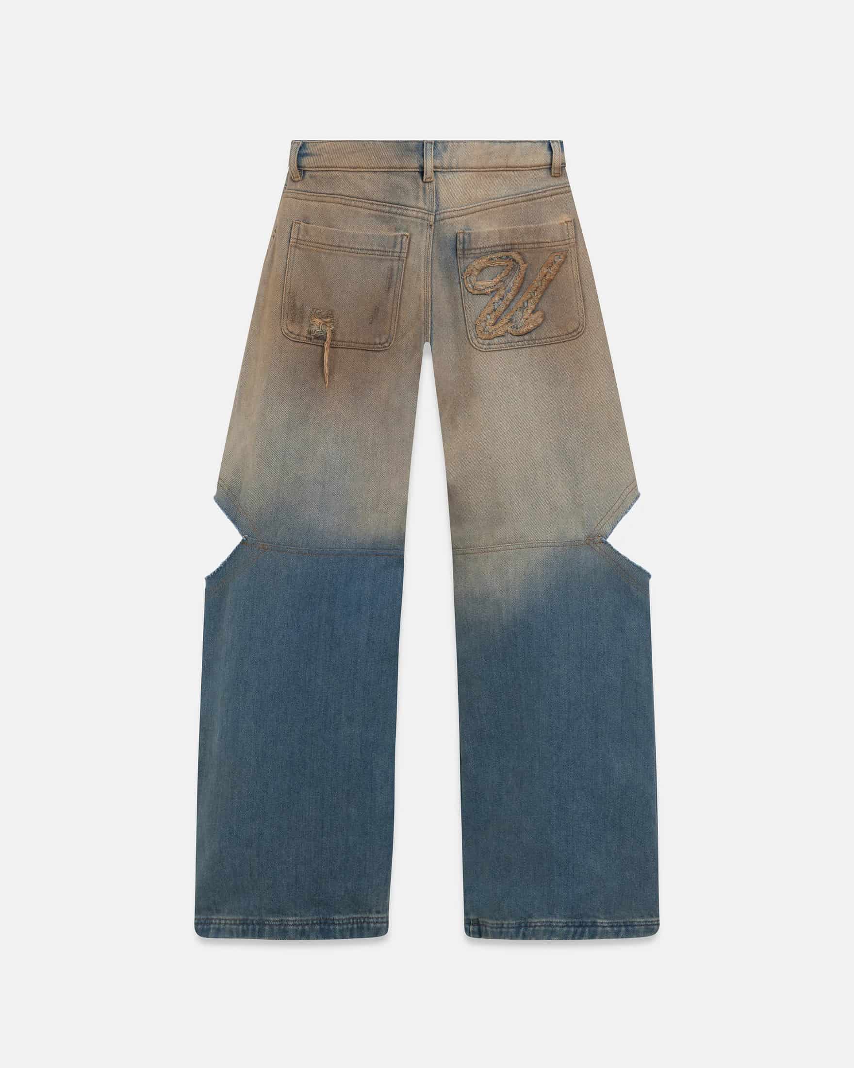 W Holy State Split Knee Wide Jeans Sand Blue - miniatura 3