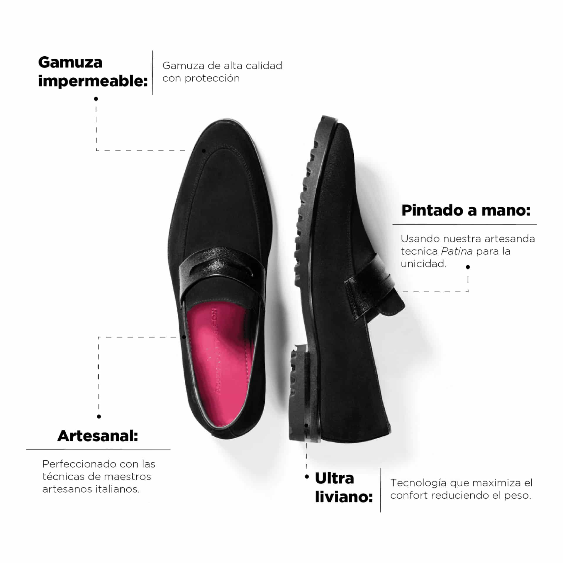 Mocasín Alessio Negro Suela Ultraliviana - miniatura 3