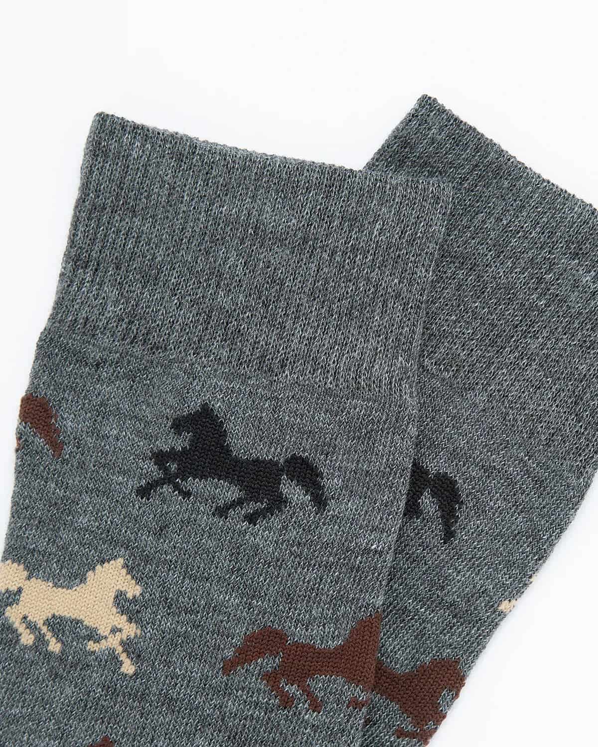 Medias Algodón Estampado Caballos - Fondo Gris - miniatura 4