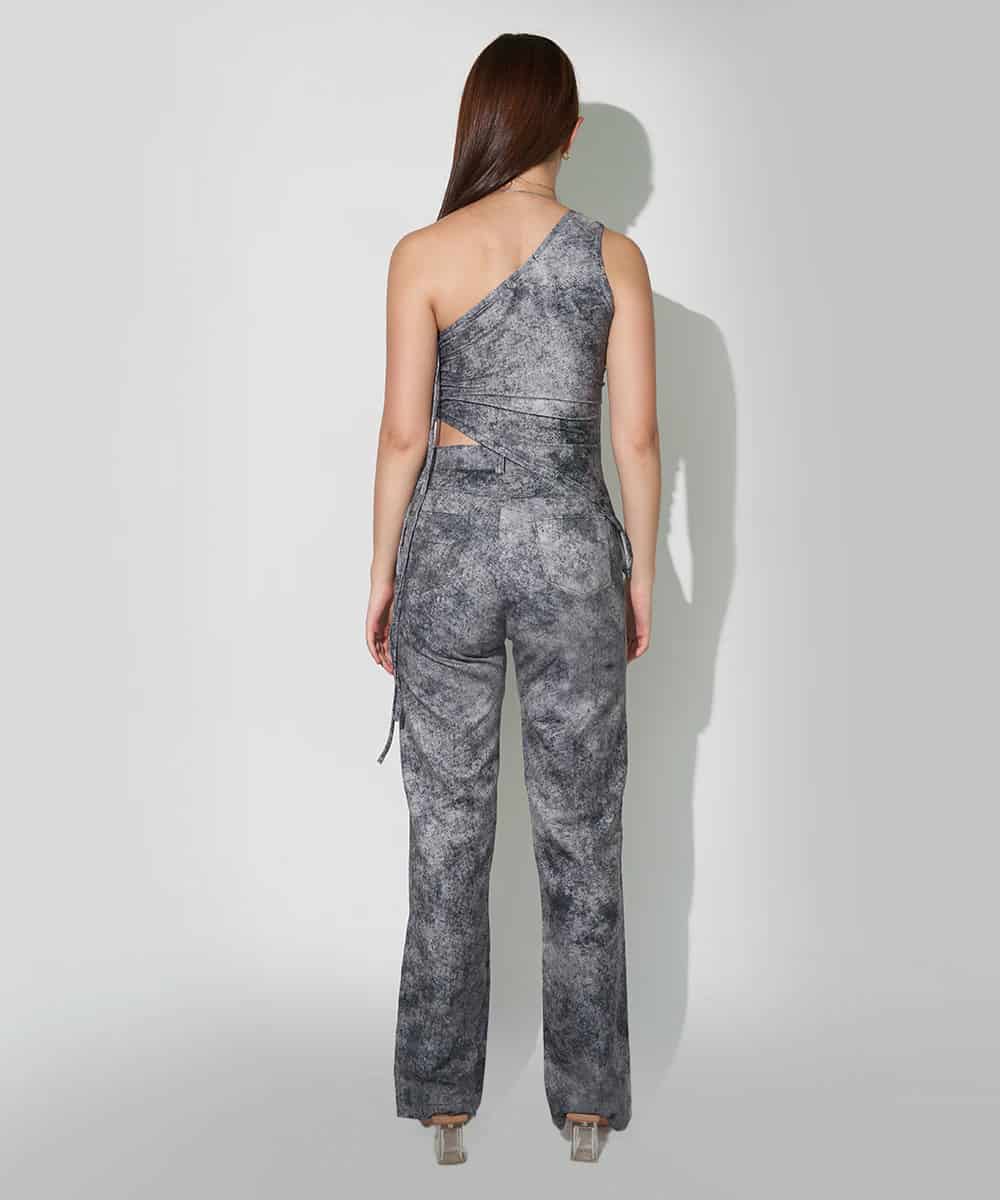 One Shoulder Top in Gray Denim - miniatura 2