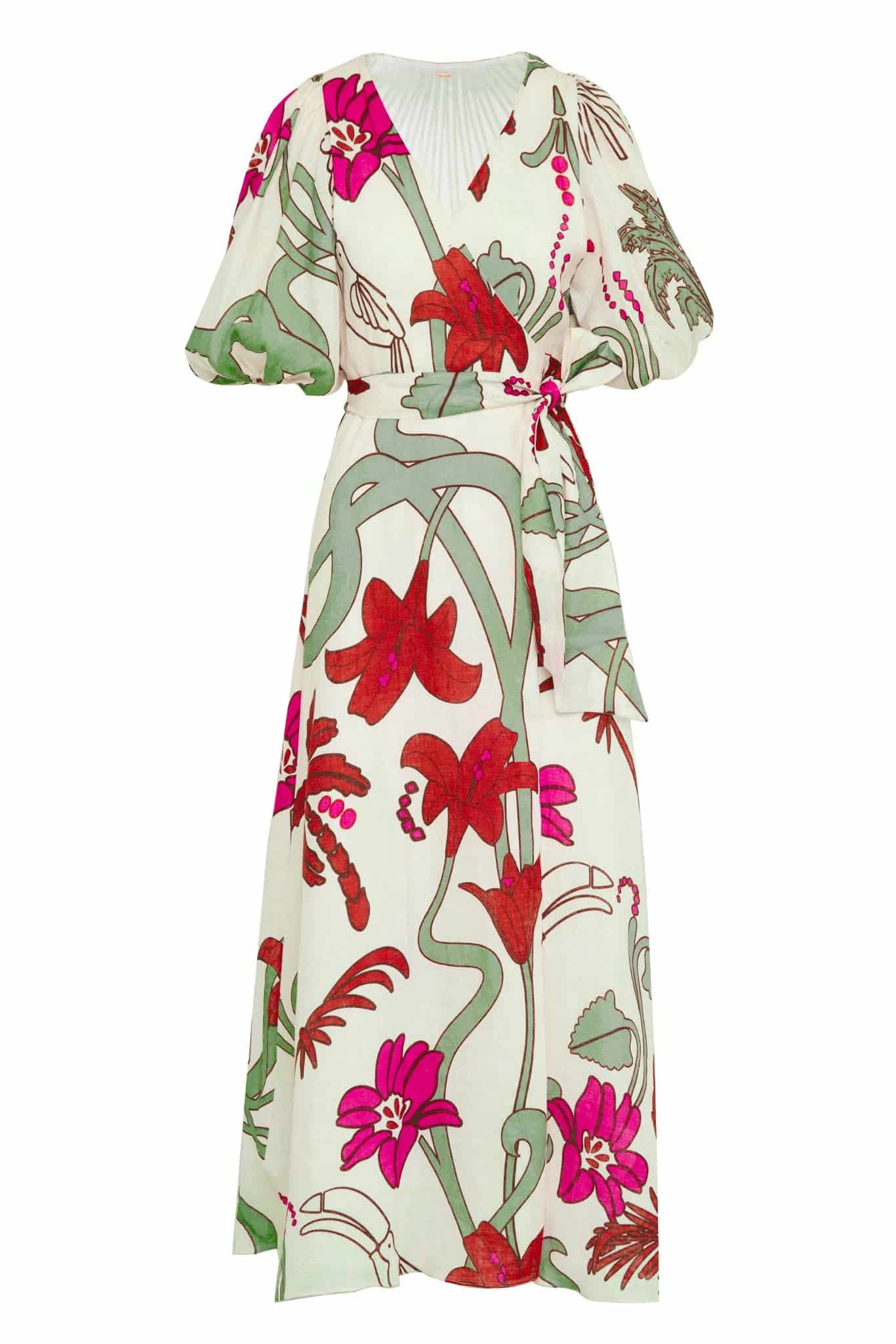 Ermita Wrap Linen Dress / Fuchsia Garden - miniatura 1