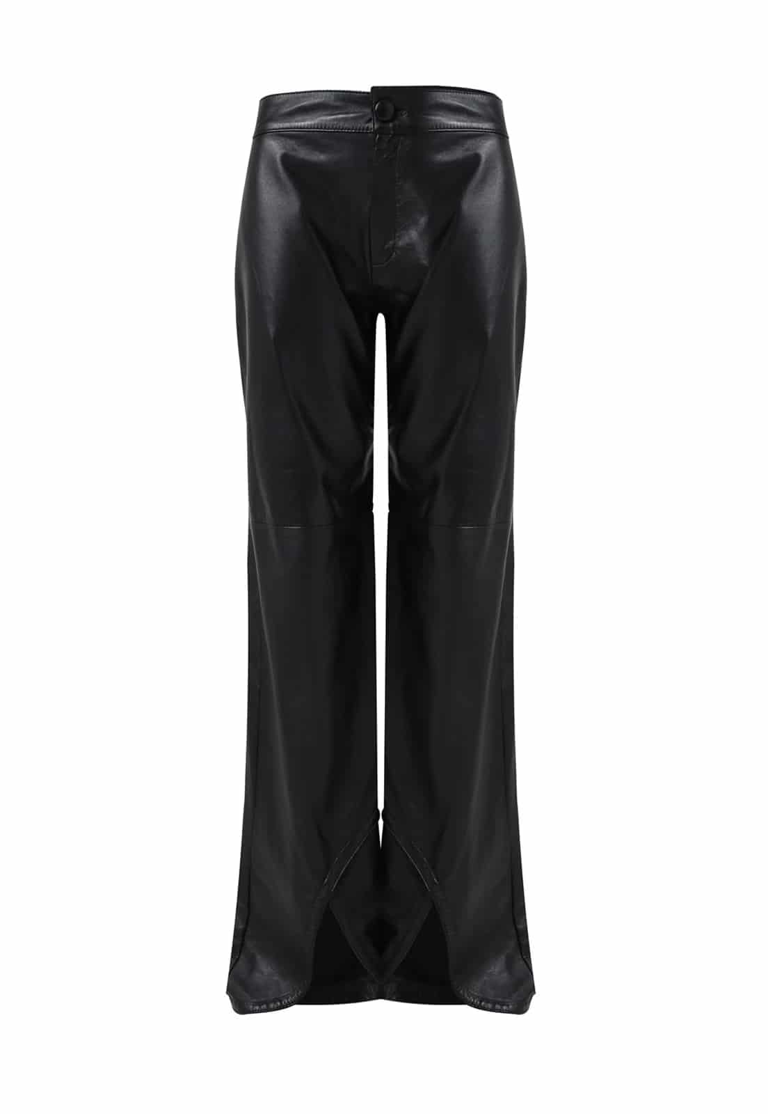 LEATHER CURVED CUT OUT BOOT TROUSERS - miniatura 1