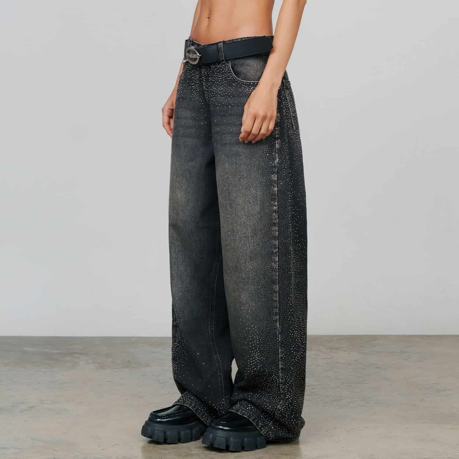 Starry Wide-Leg Jeans - Black - miniatura 3