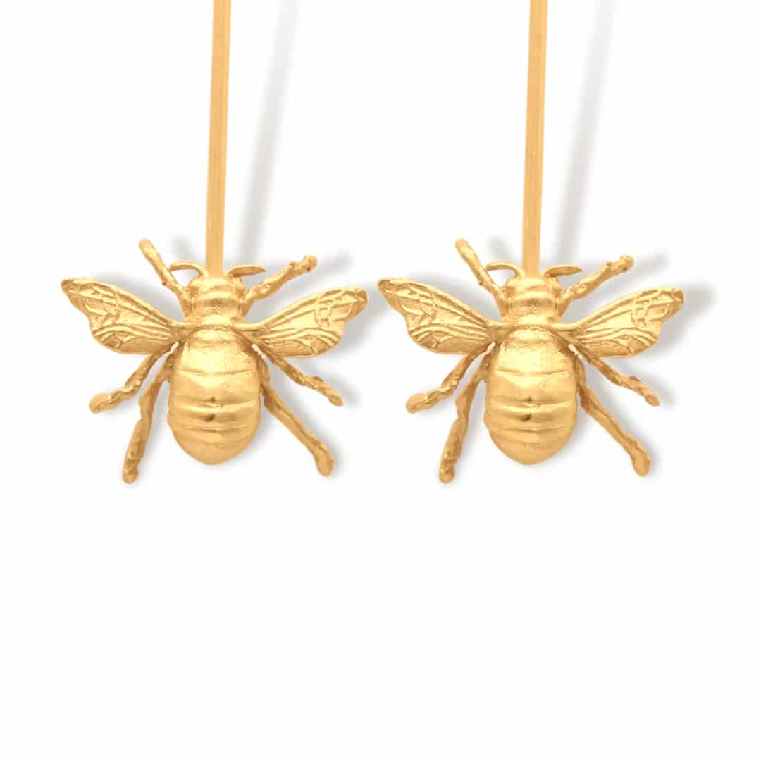 Aretes largos con abeja grande - miniatura 1