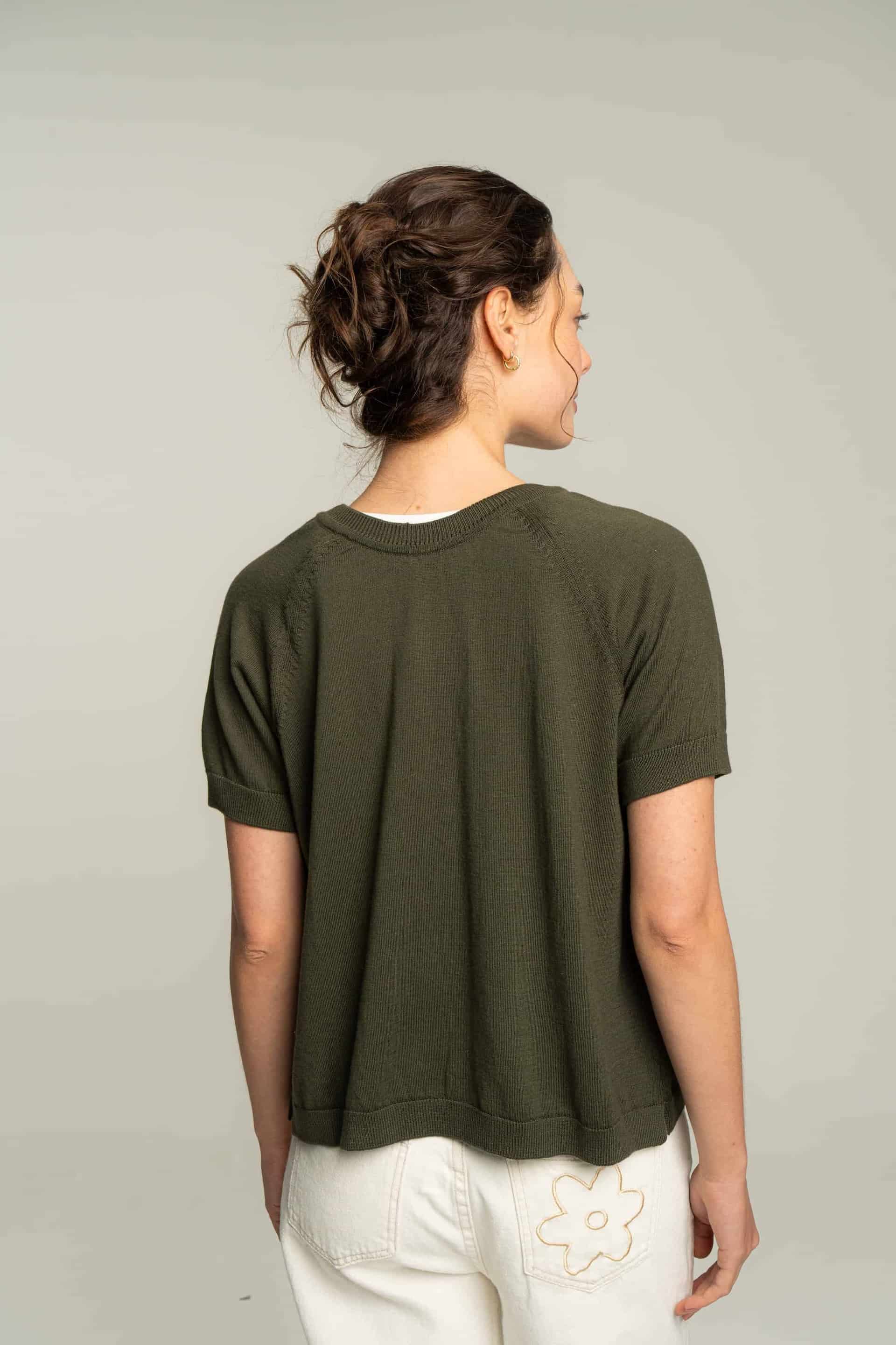 Cardigan corto flores bordadas - verde - miniatura 5