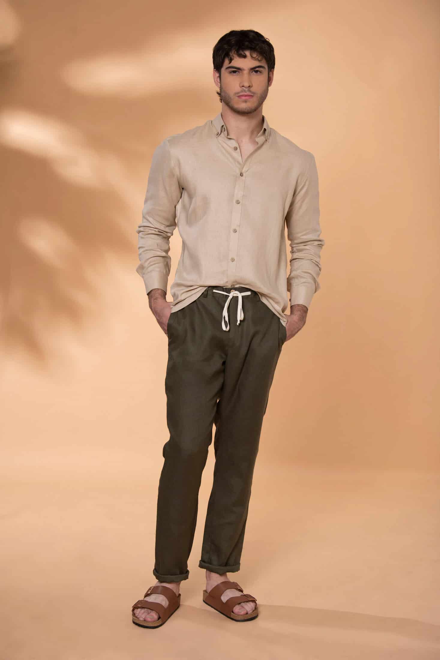 Camisa Sirocco Lino Beige - miniatura 3