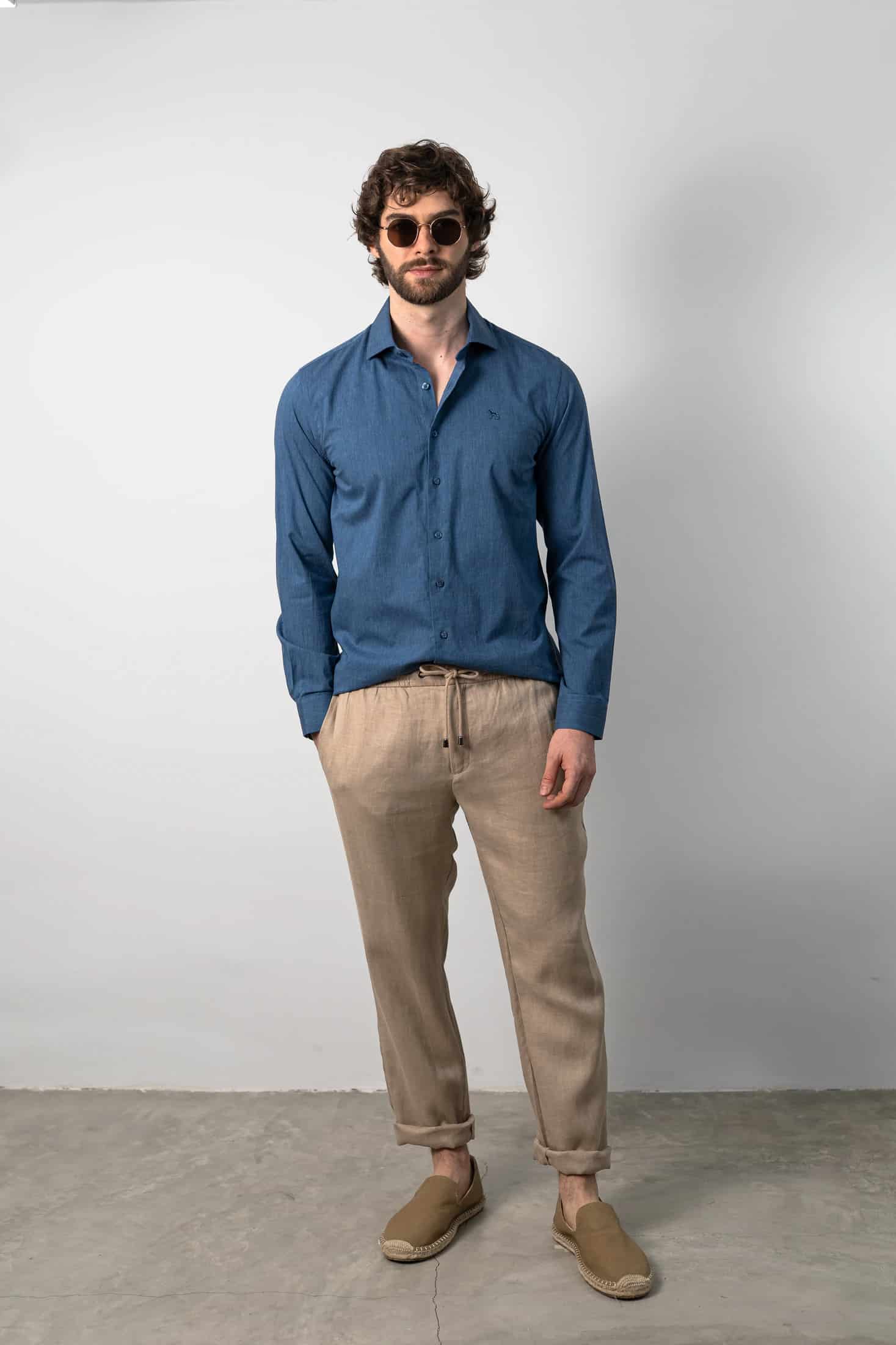 Camisa Manga Larga Azul - miniatura 1