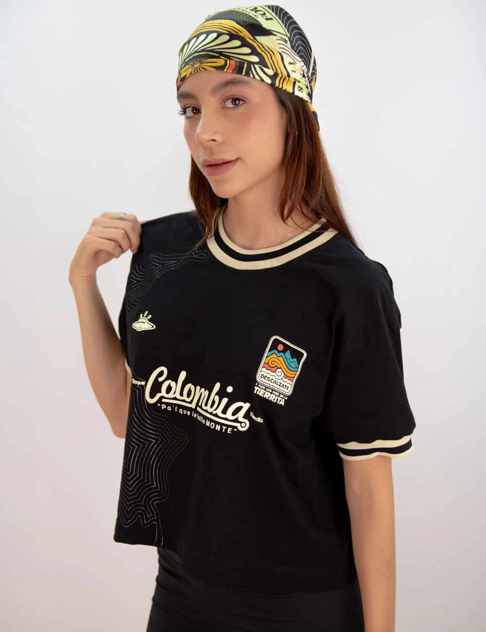 Camiseta Oversized Colombia negro Mujer - miniatura 4