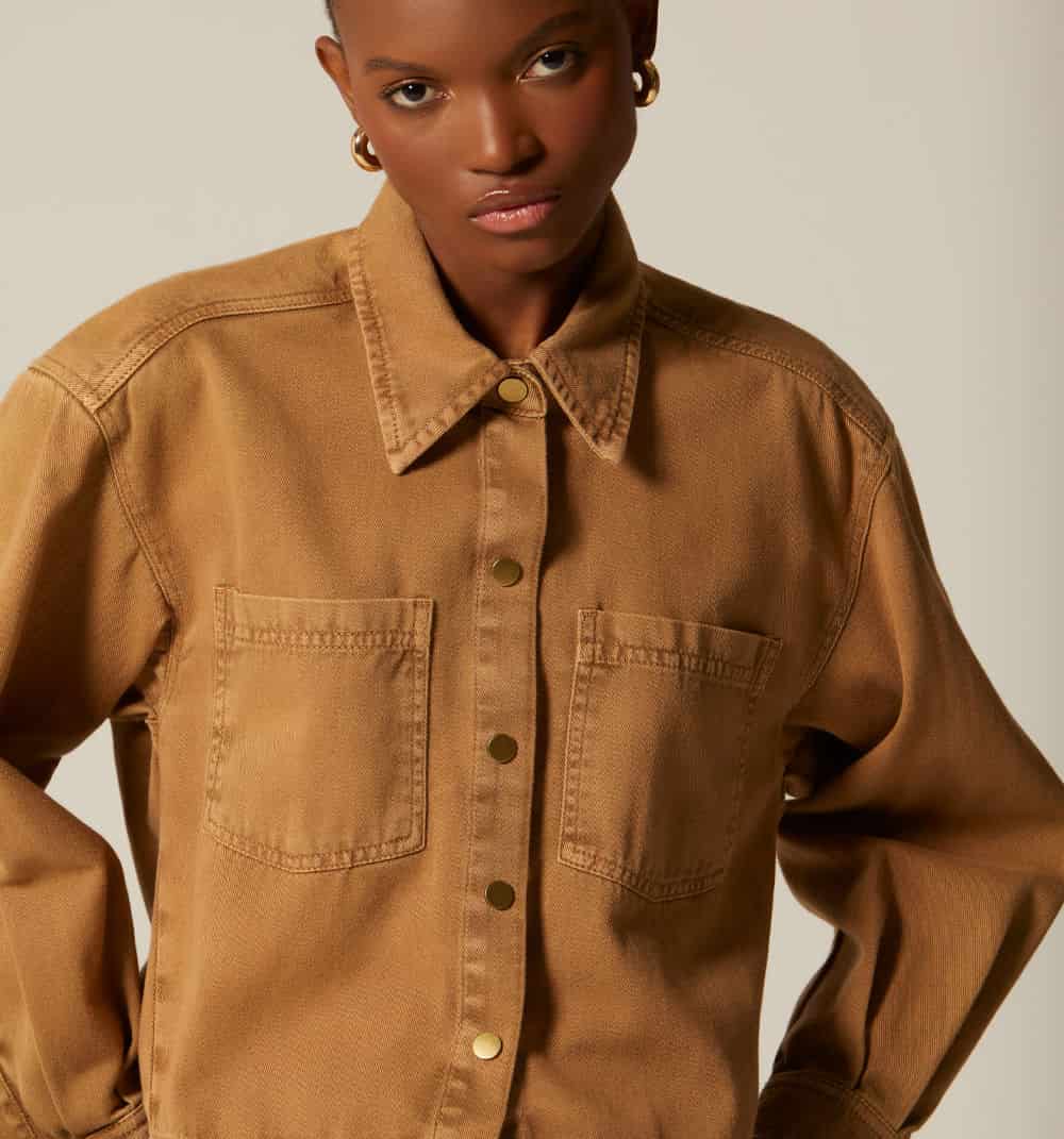 Blusa camisera manga larga con bolsillos - miniatura 1