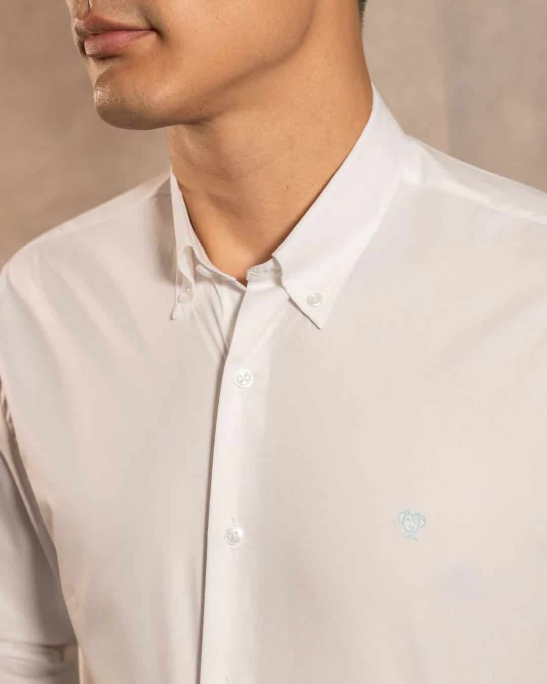 Camisa Antimanchas Popelina Blanco Logo Azul Claro - miniatura 6
