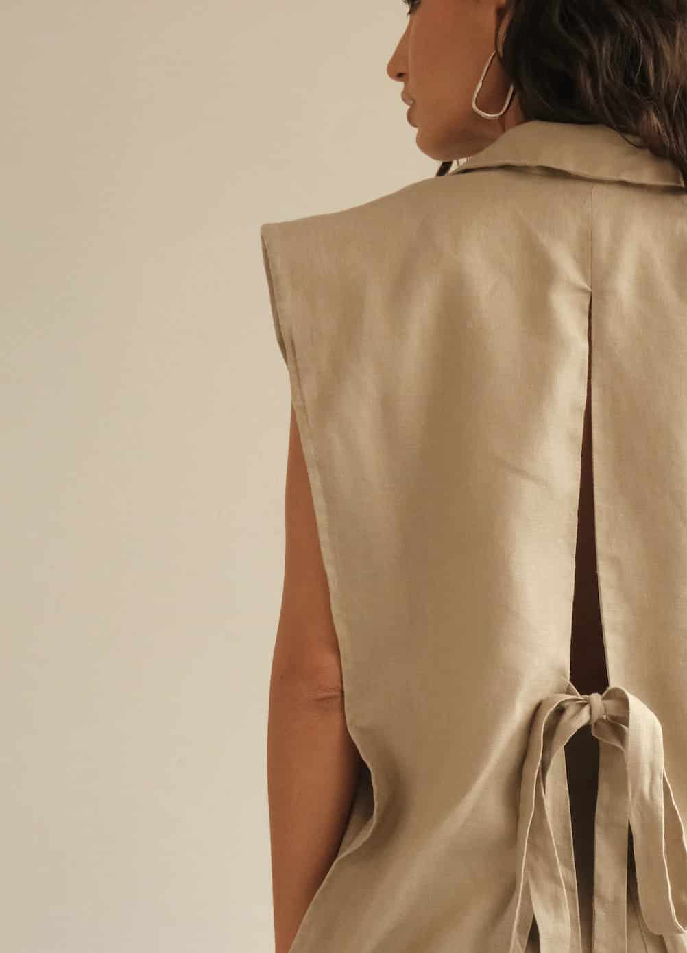 Blazer Vest Sera de lino | Mocca - miniatura 2