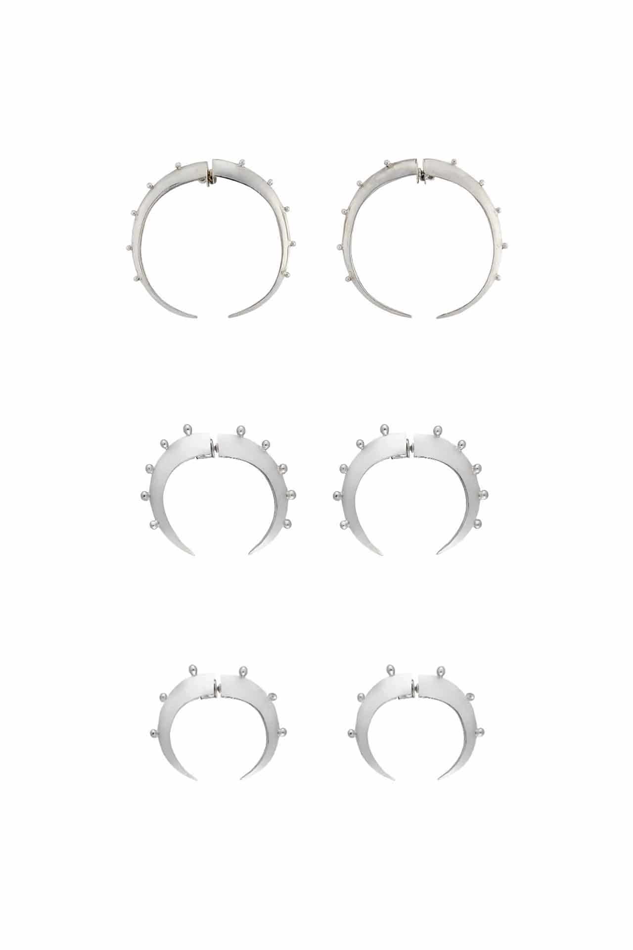 Mini Crescent Hoops Silver - miniatura 3