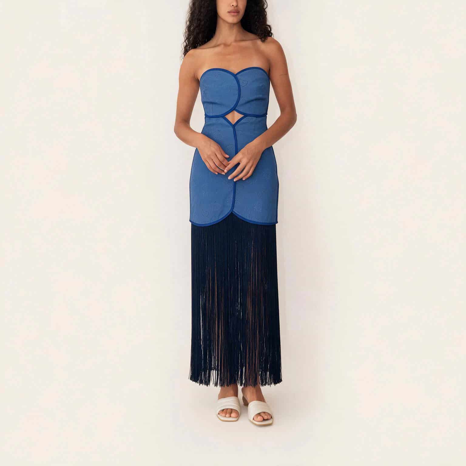 JOAQUINA DRESS DEEP SEA BLUE SEASHELLS - miniatura 3