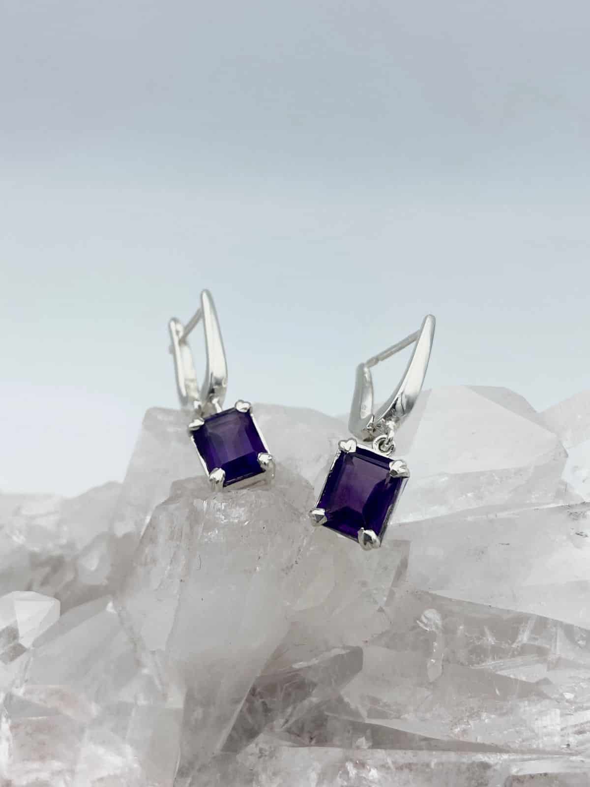 Aretes diseño Candongas Amatista rectangulares - miniatura 1