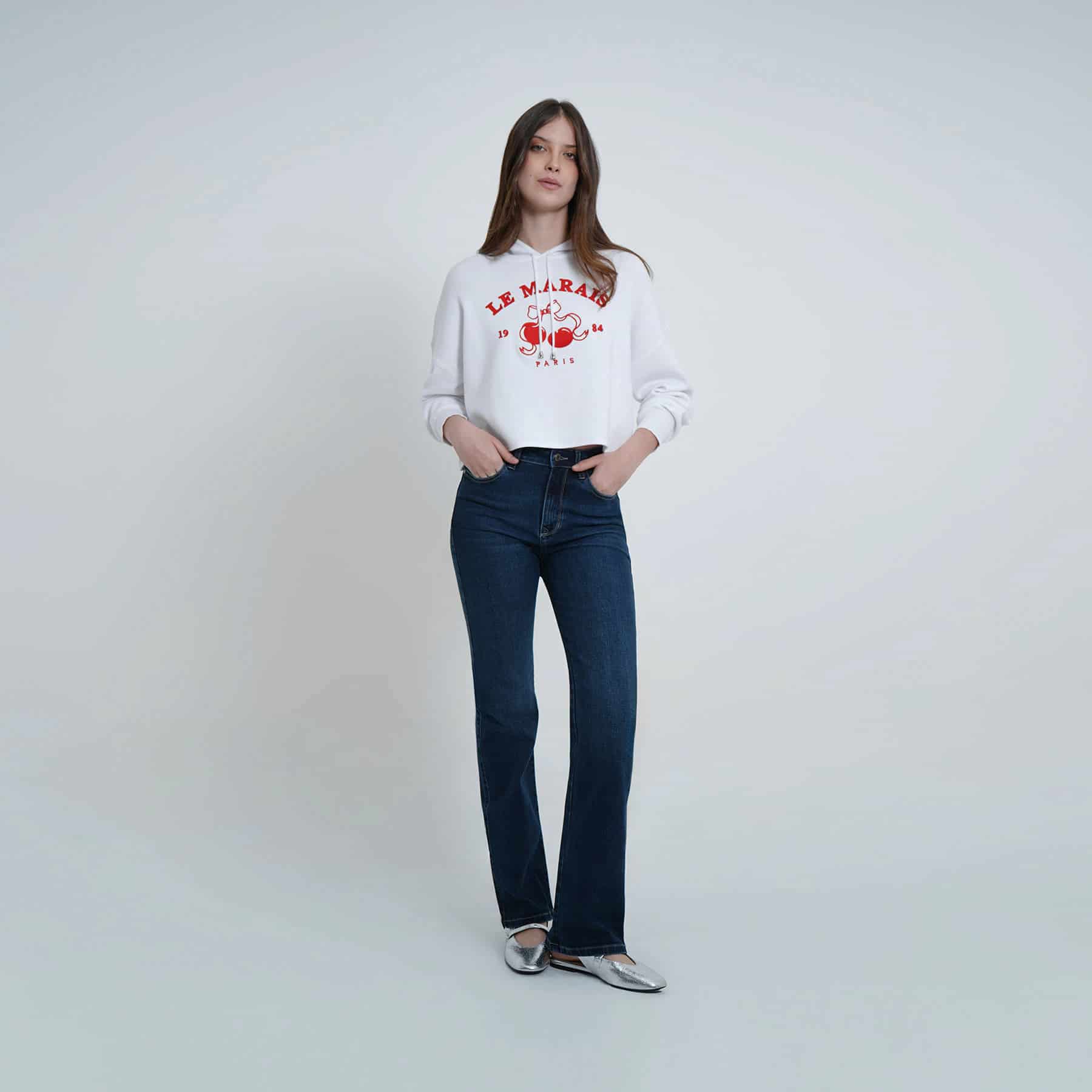 Buzo sudadera crop con capucha bordado Berry - miniatura 4