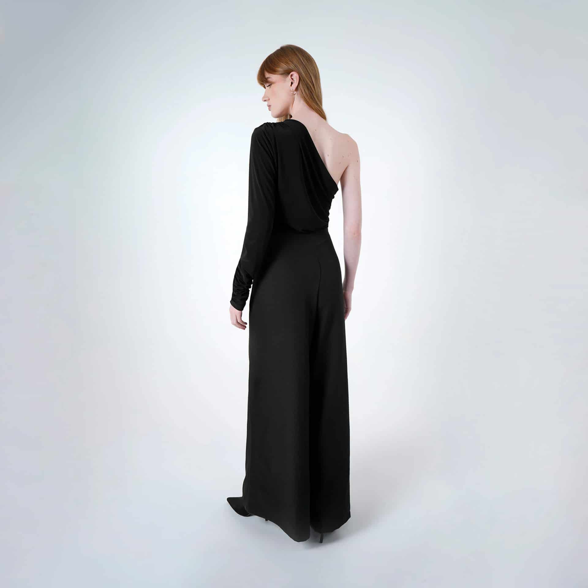 Vestido enterizo largo cuello asimétrico elegante - miniatura 5