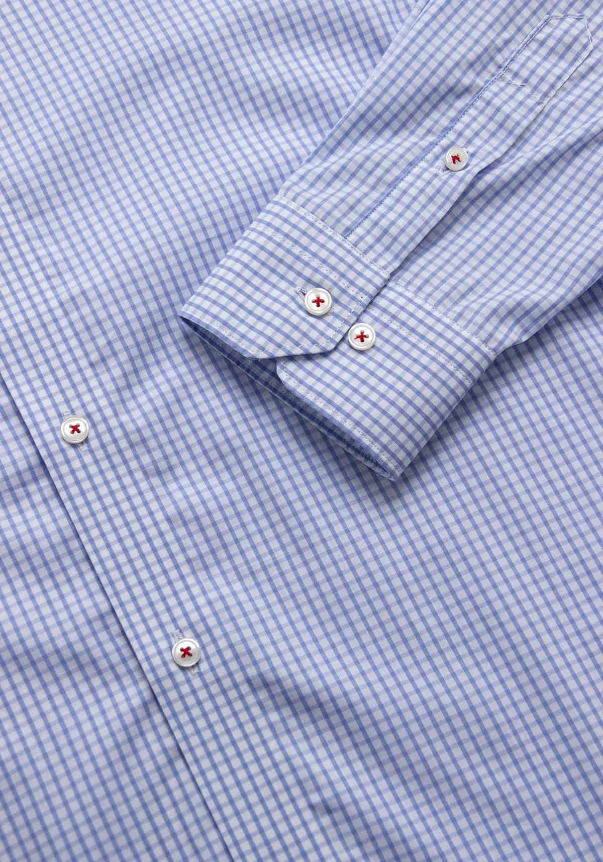 Camisa Popelín Cuadro Ventana Algodón Azul Claro - miniatura 3