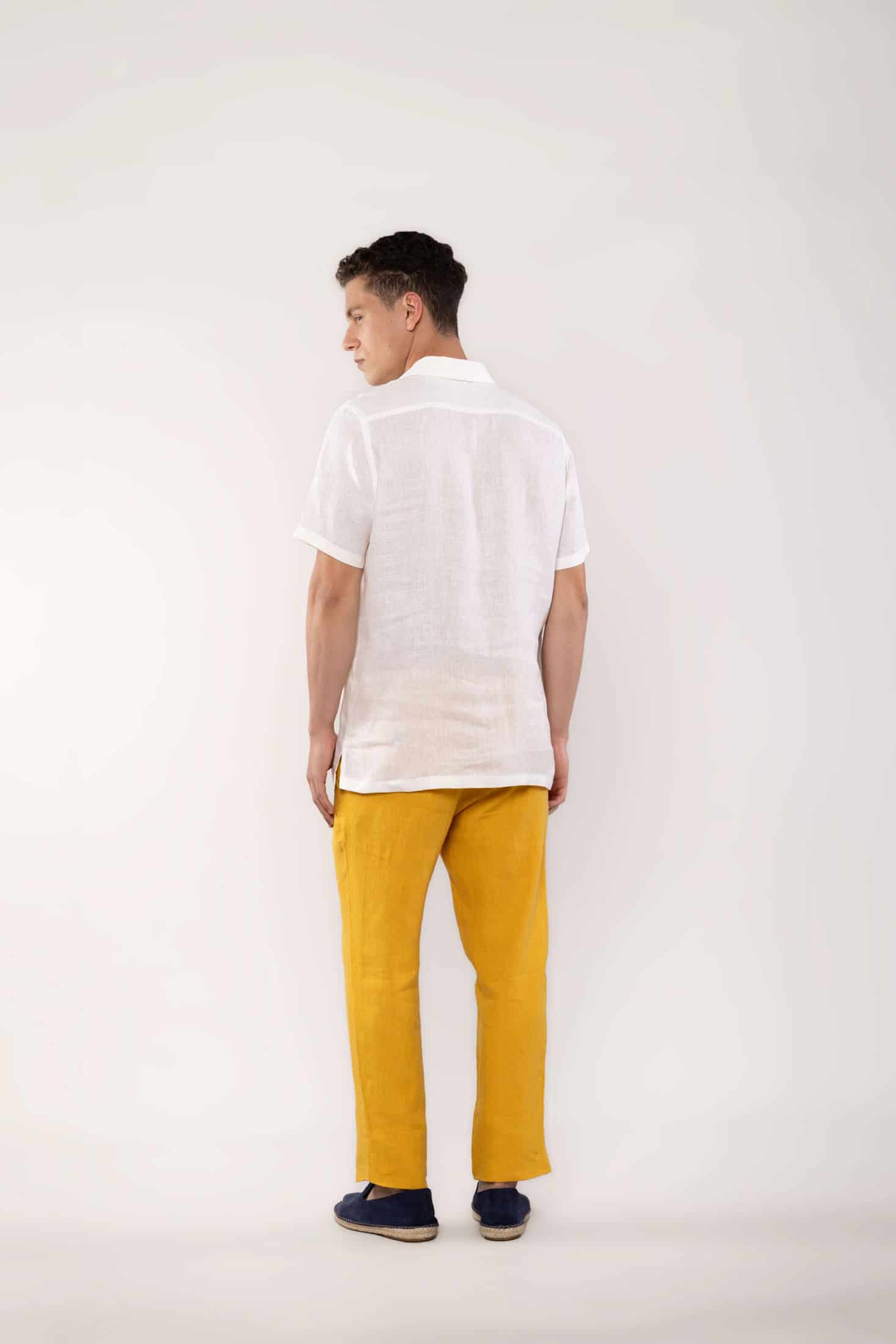 Men's linen shirt yellow mirzo - miniatura 5