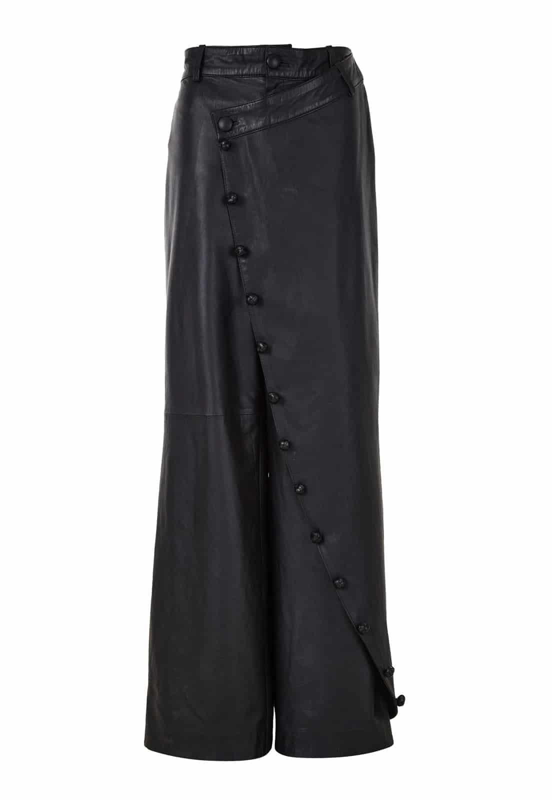 CROSSED LEATHER TROUSERS - miniatura 1
