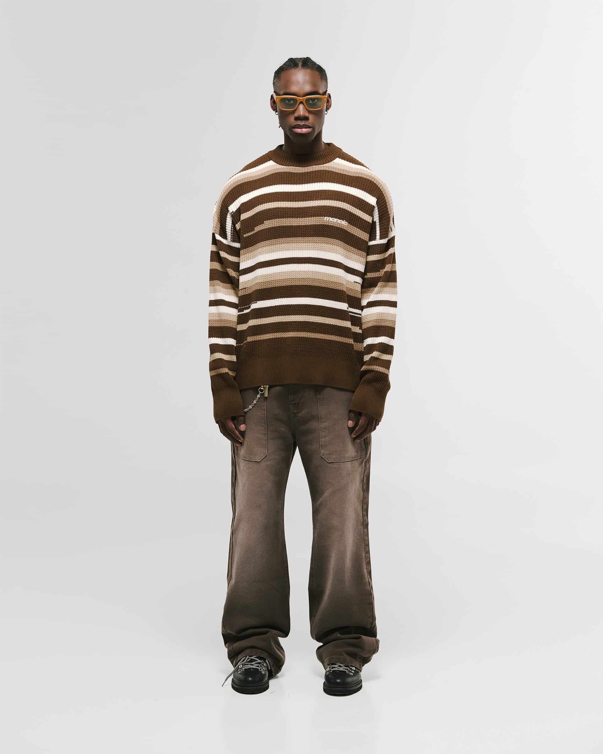 Striped Knitwear Sweater – Café, Crema y Beige - miniatura 5